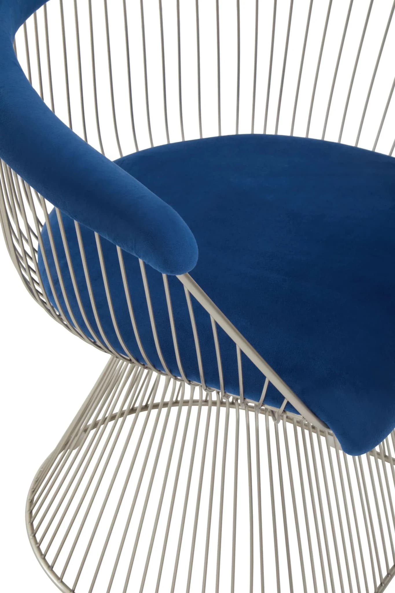 Anzio Navy Blue Velvet And Brushed Silver Chair - Seating, photo 6 of 8