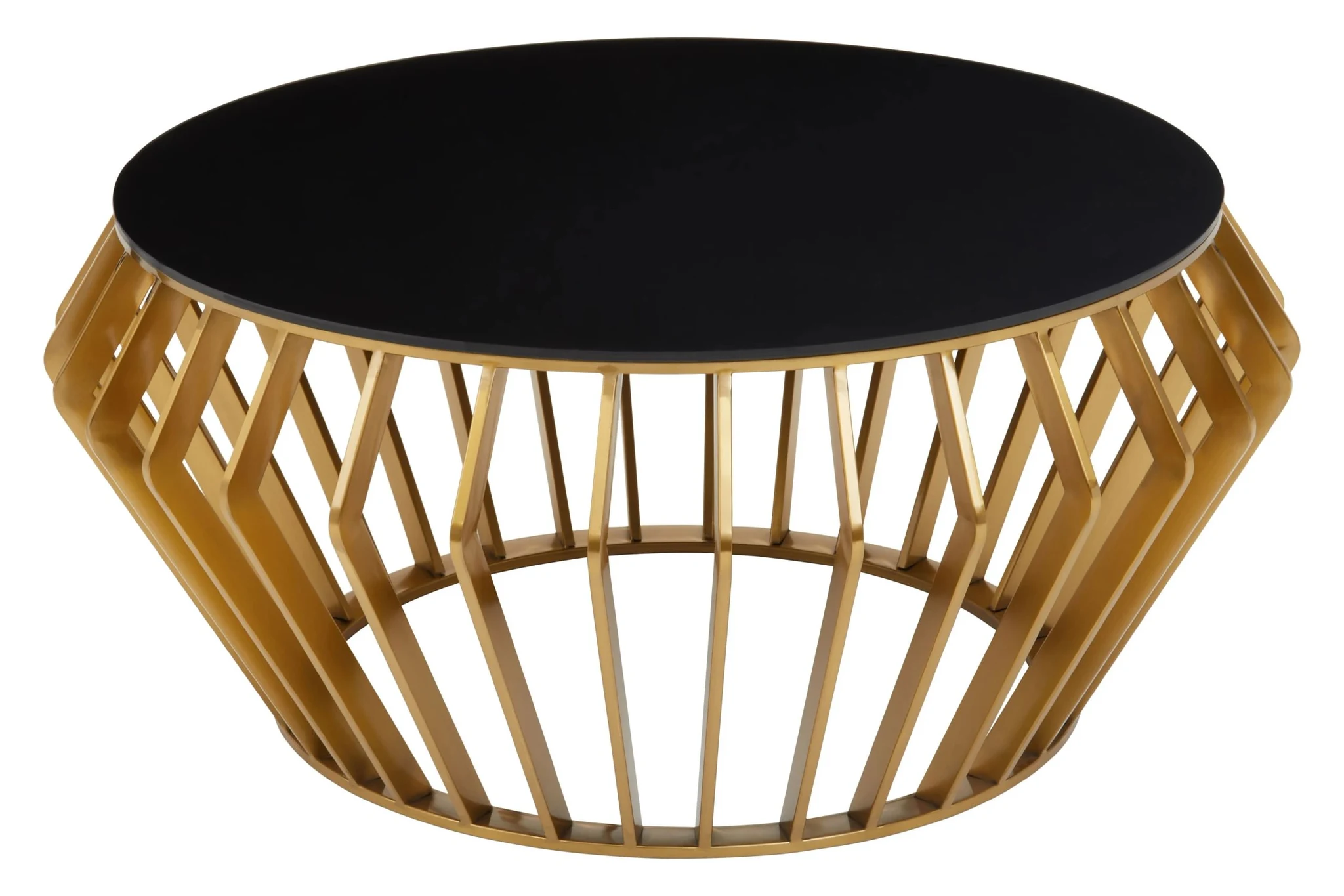 Ackley Gold Round Coffee Table with Black Glass - Tables, photo 2 of 4