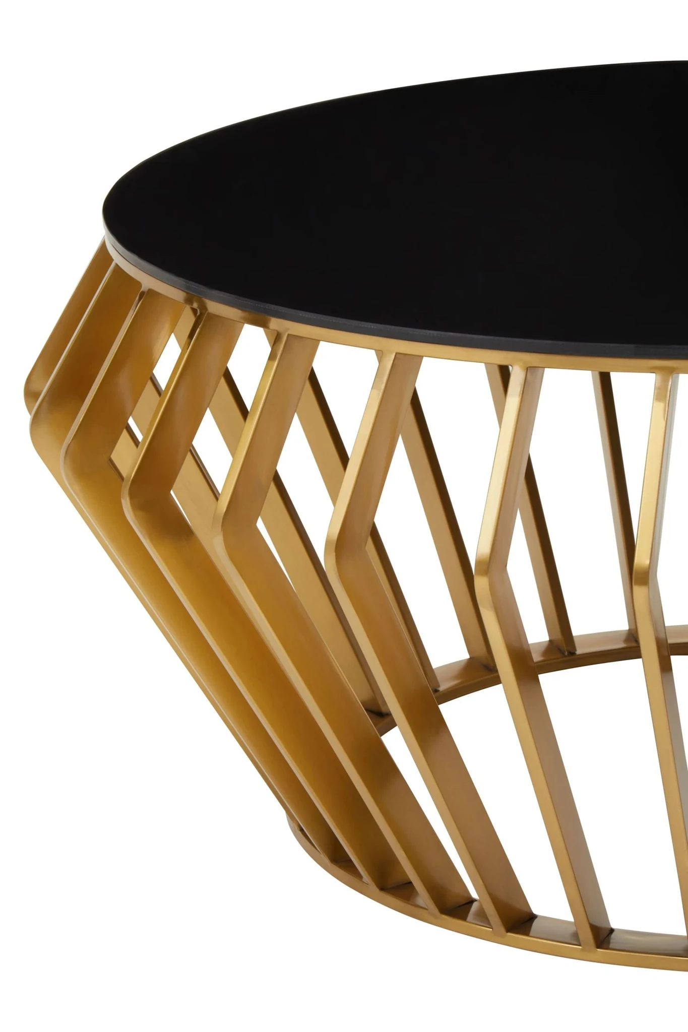 Ackley Gold Round Coffee Table with Black Glass - Tables, photo 4 of 4
