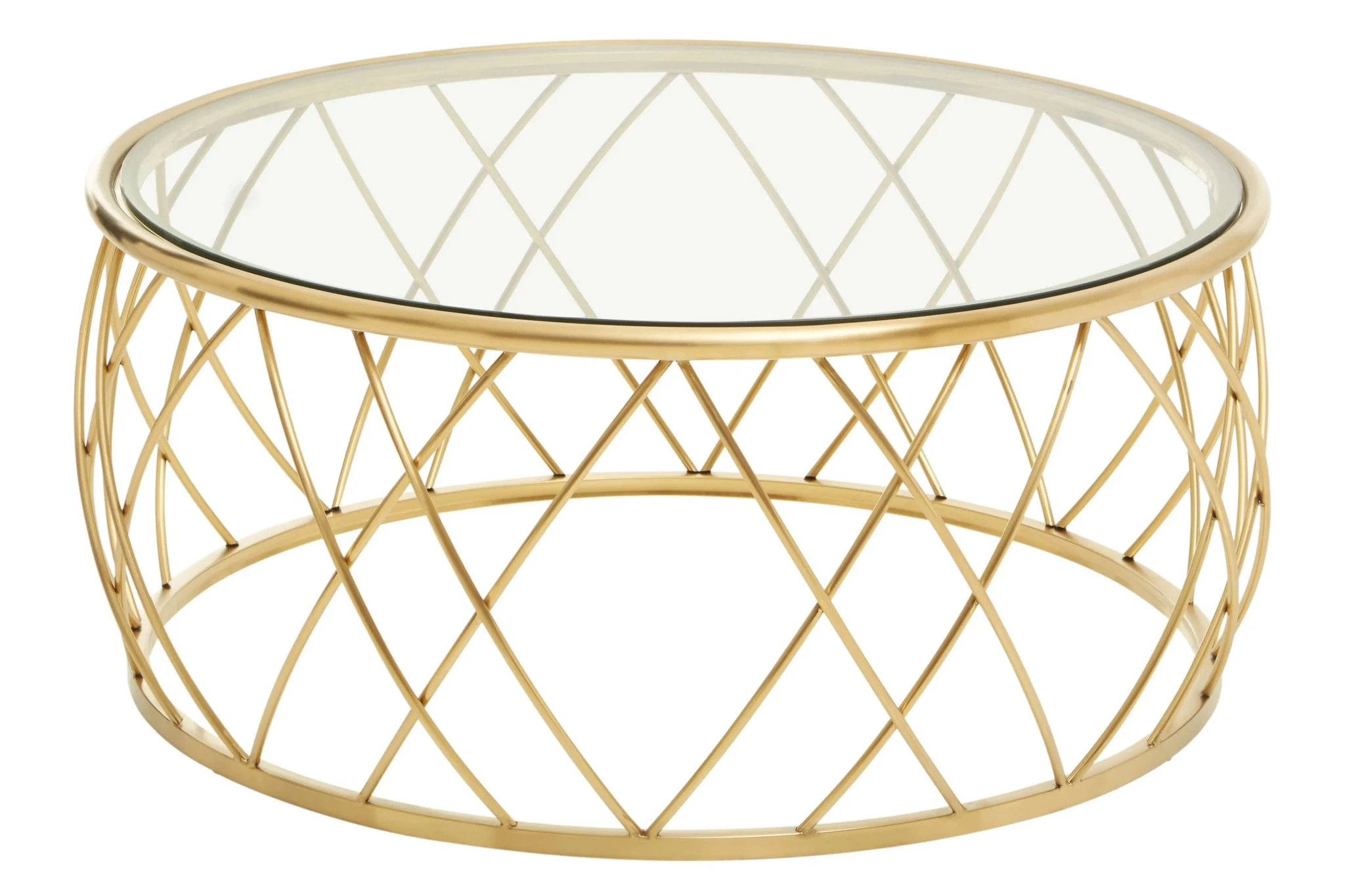 Ackley Gold Round Coffee Table with Clear Glass - Tables, photo 2 of 5