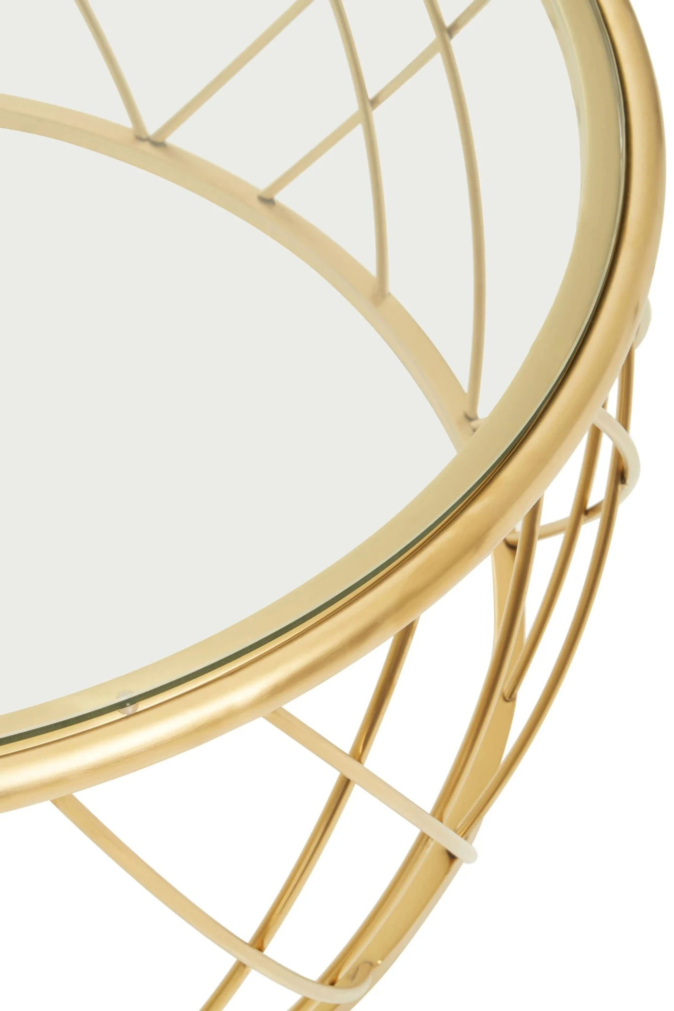 Ackley Gold Round Coffee Table with Clear Glass - Tables, photo 5 of 5