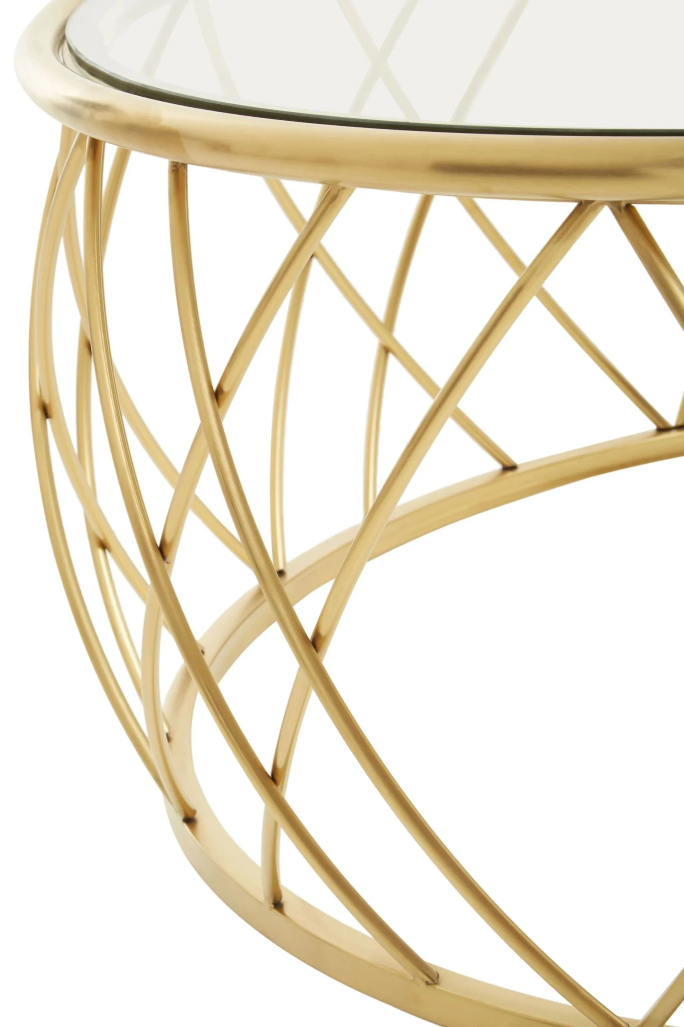 Ackley Gold Round Coffee Table with Clear Glass - Tables, photo 3 of 5