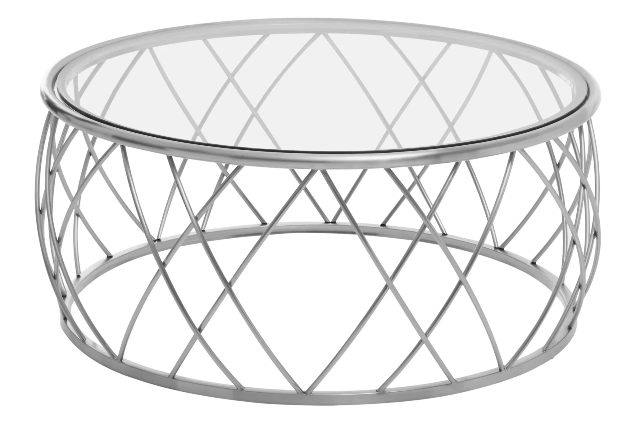 Ackley Silver Round Coffee Table with Clear Glass - Tables, photo 2 of 5