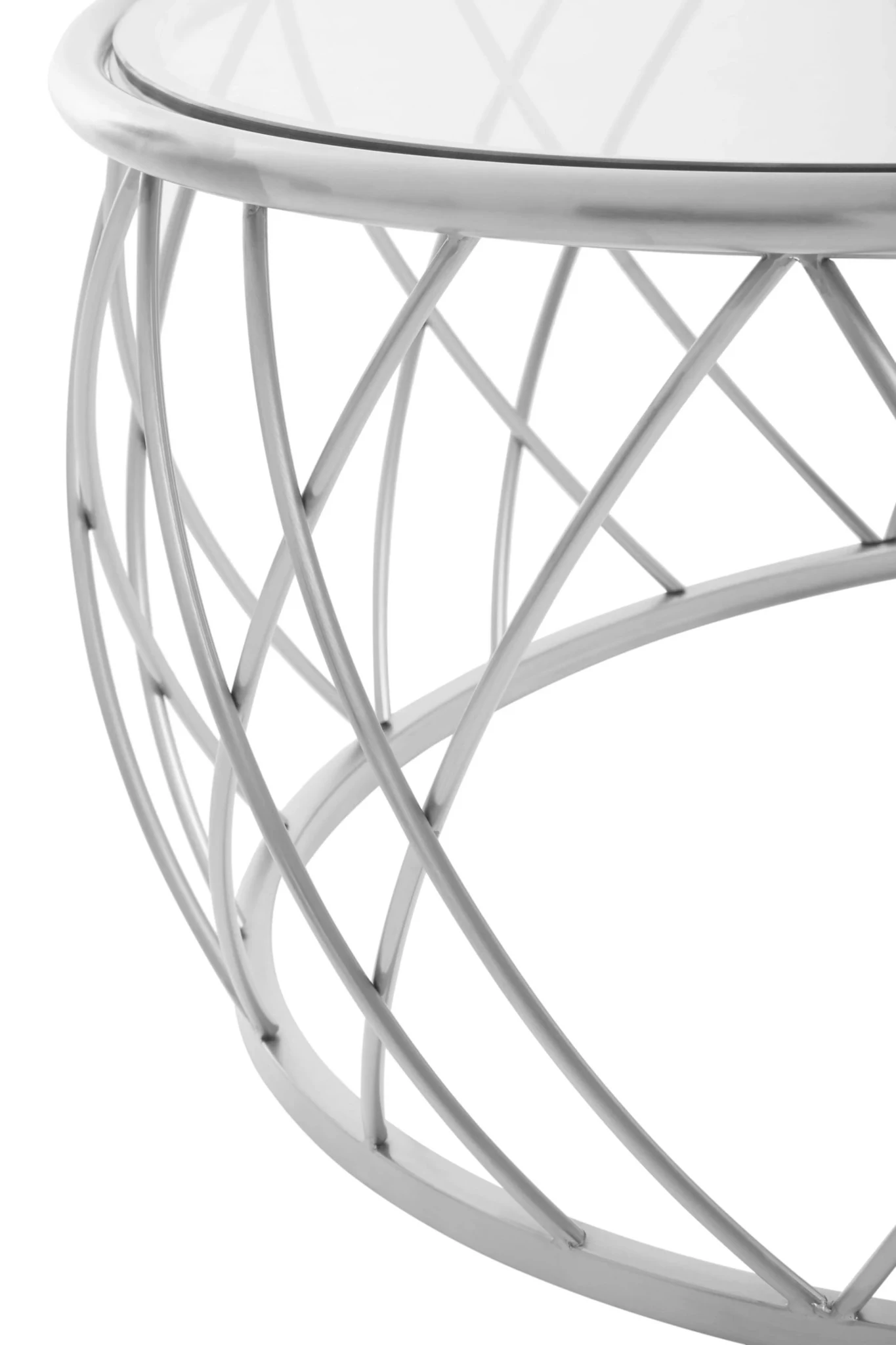 Ackley Silver Round Coffee Table with Clear Glass - Tables, photo 3 of 5