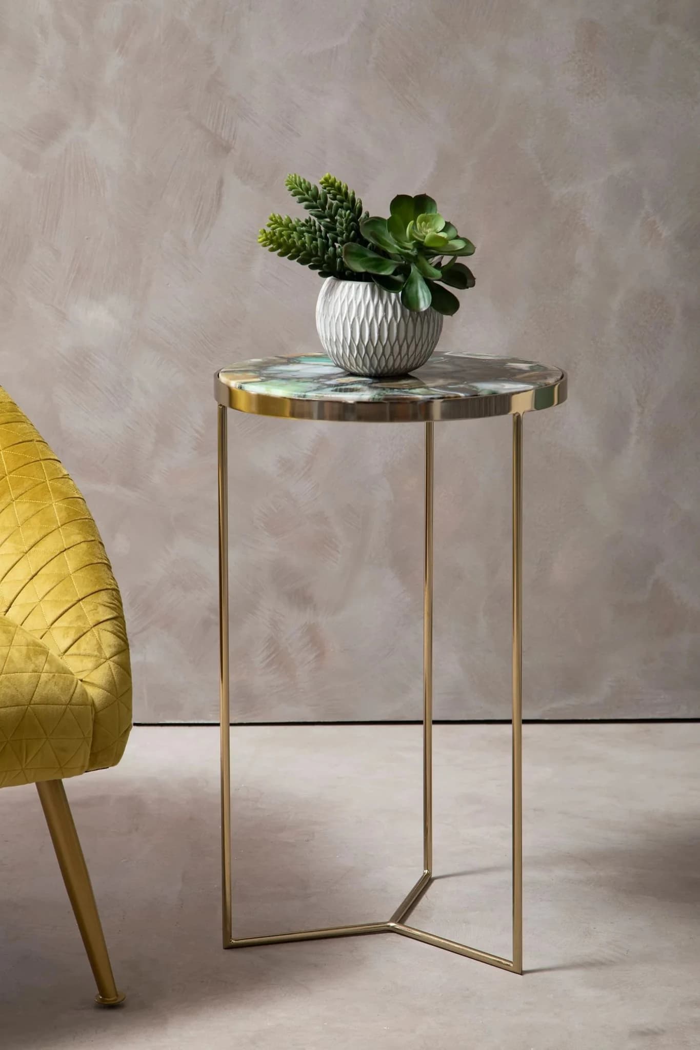 Vita Green Agate Round Side Table - Tables, photo 3 of 5