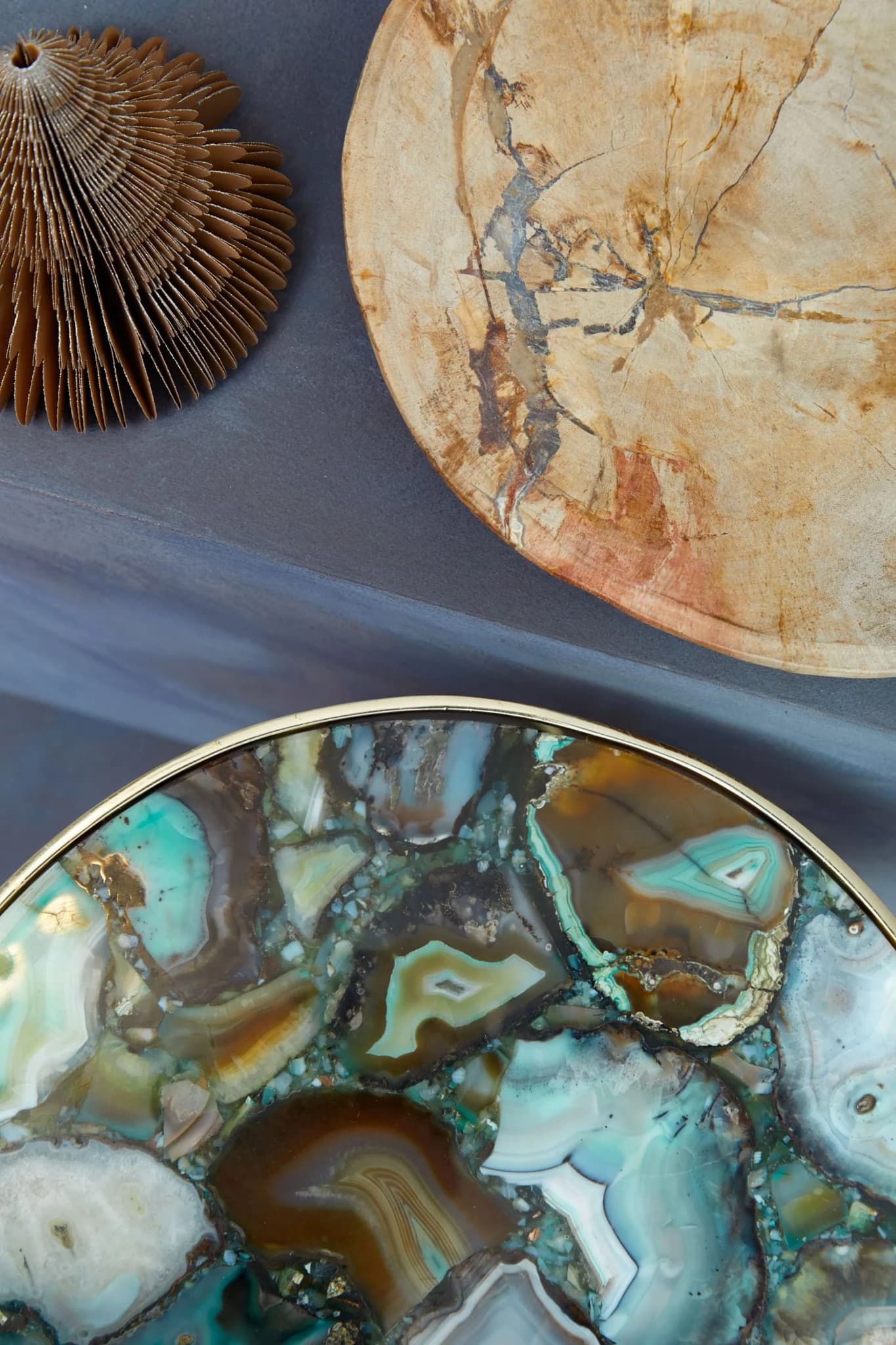 Vita Green Agate Round Side Table - Tables, photo 2 of 5