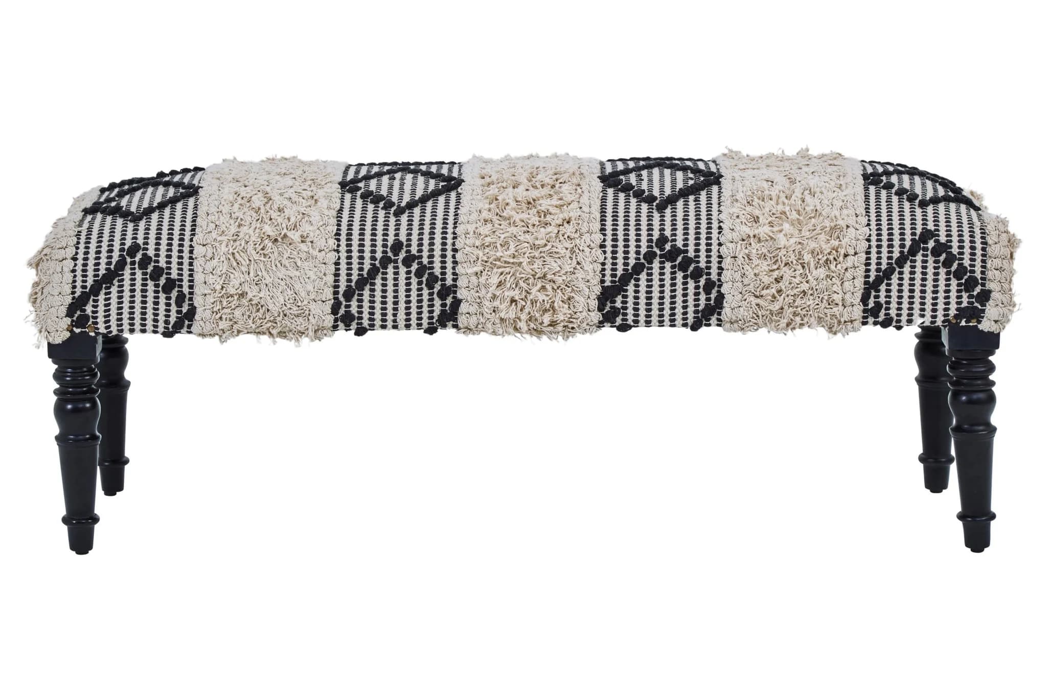 Cefena Black And White Moroccan Bench - Seating, photo 4 of 6