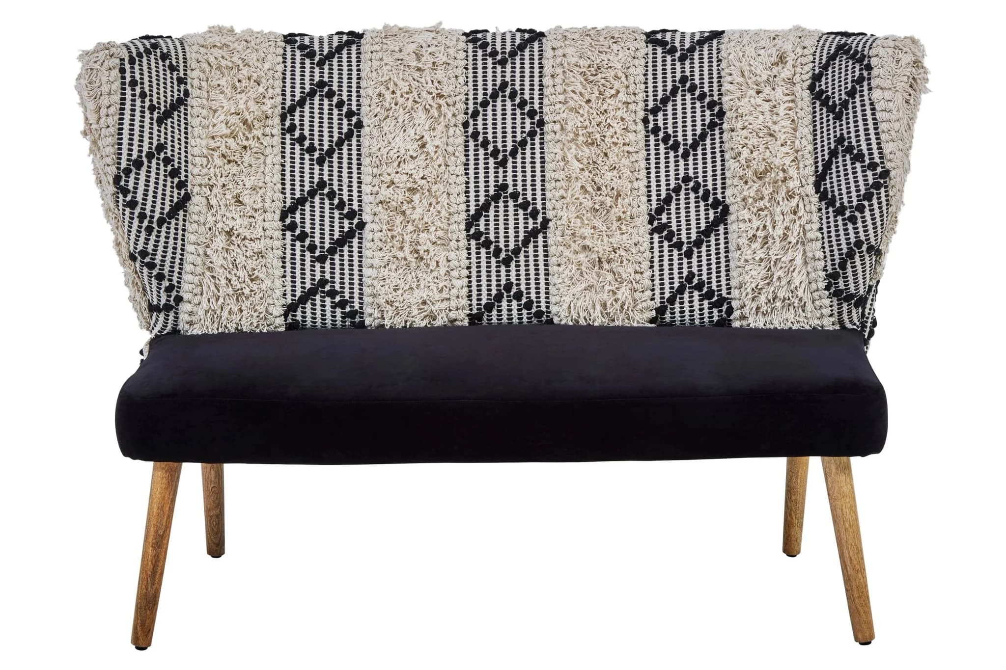 Cefena Black and White Moroccan Design Bench - Seating, photo 4 of 7