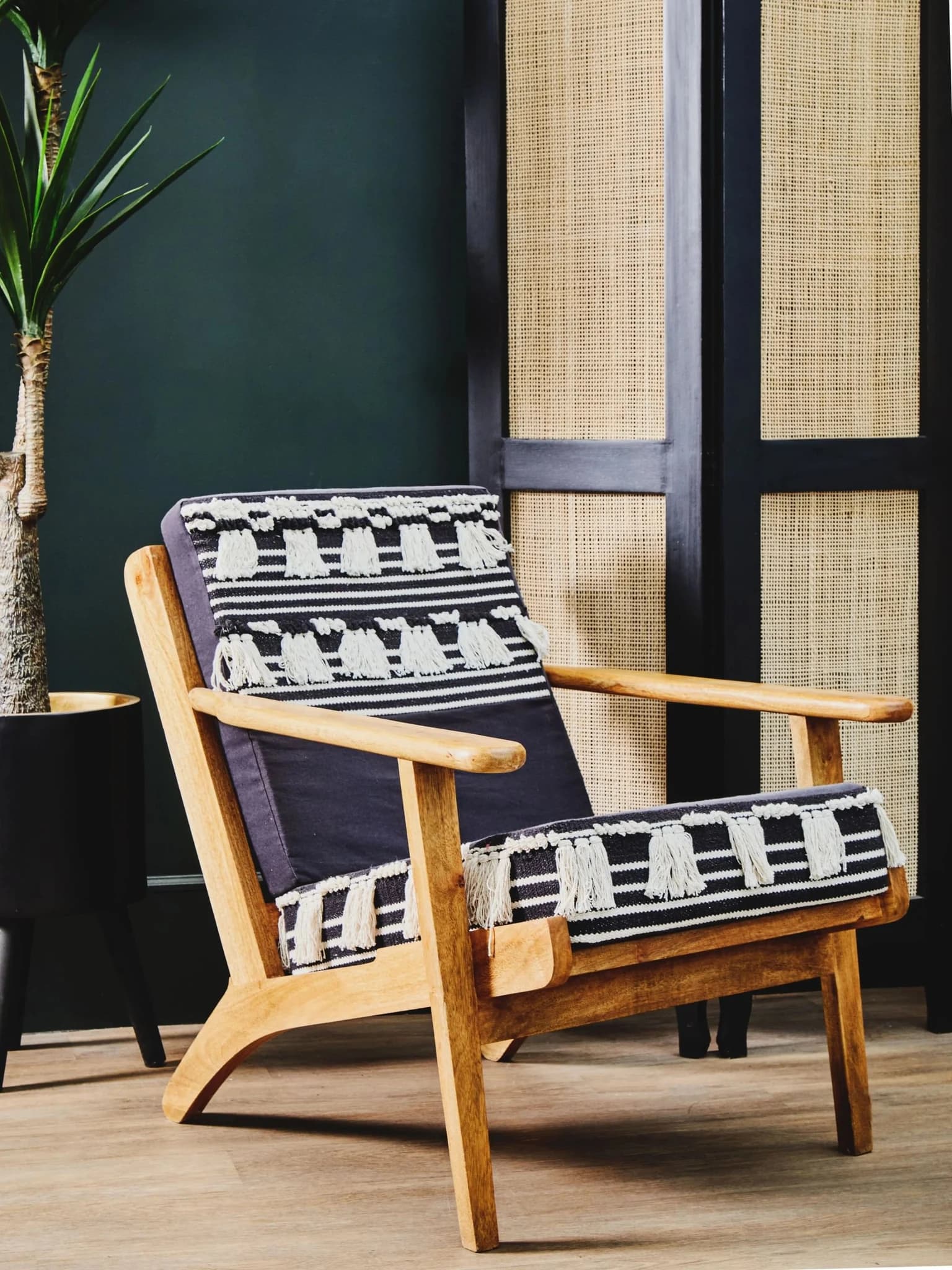 Cefena Black and White Textured Fabric Lounge Chair - Seating, photo 8 of 8