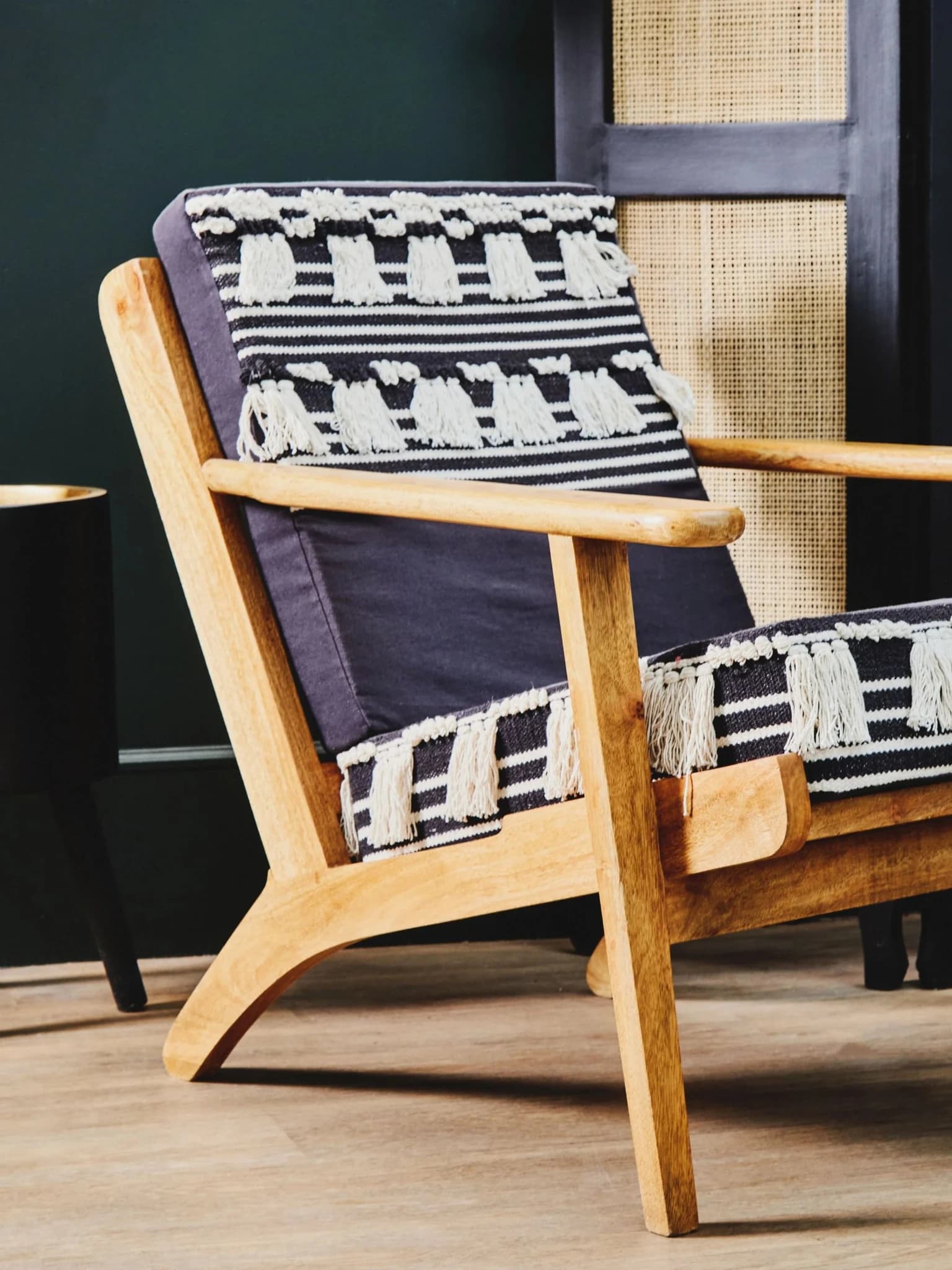 Cefena Black and White Textured Fabric Lounge Chair - Seating, photo 7 of 8