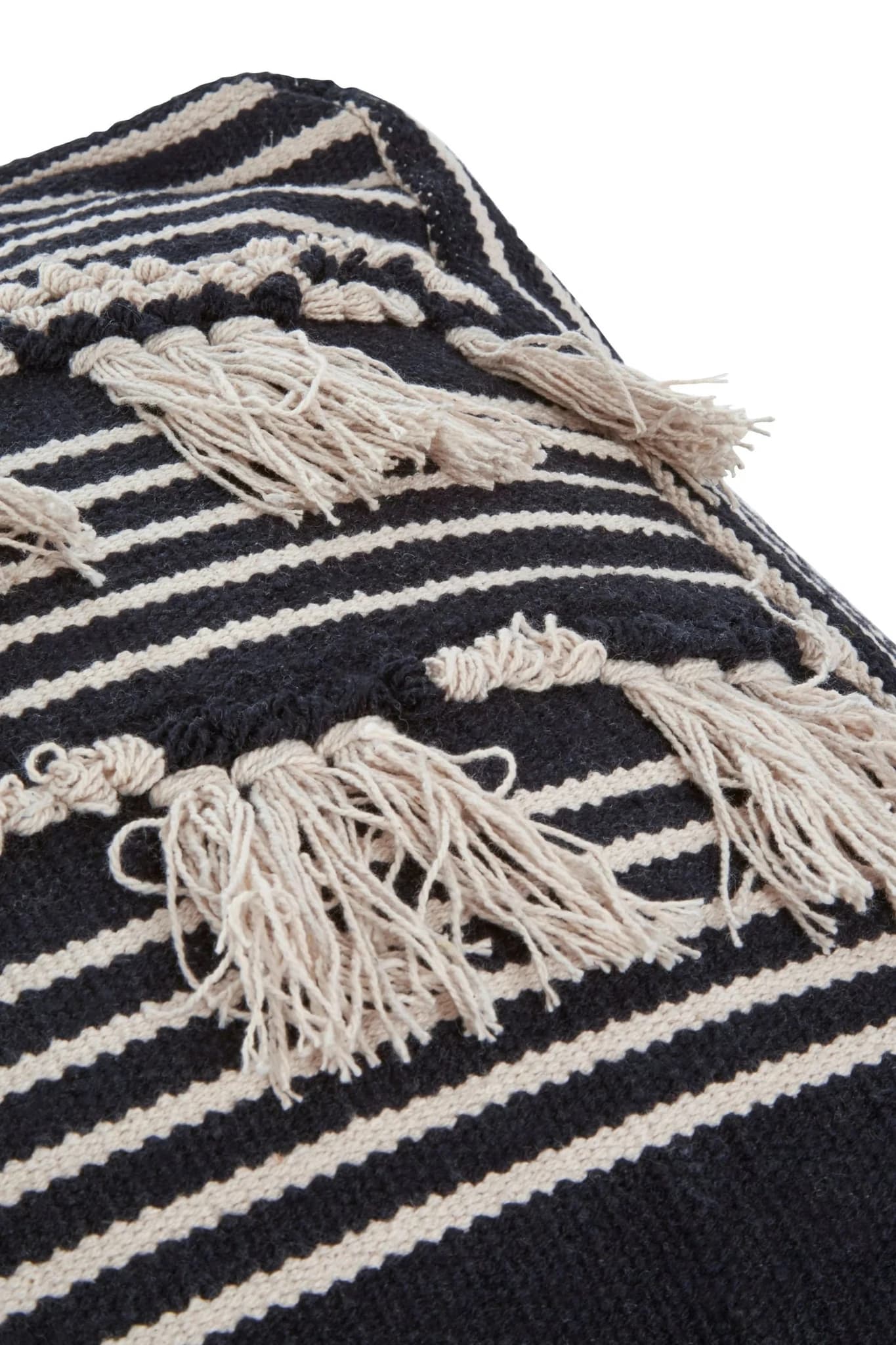 Cefena Black and White Shaggy Pouffe - Decorative, photo 4 of 6