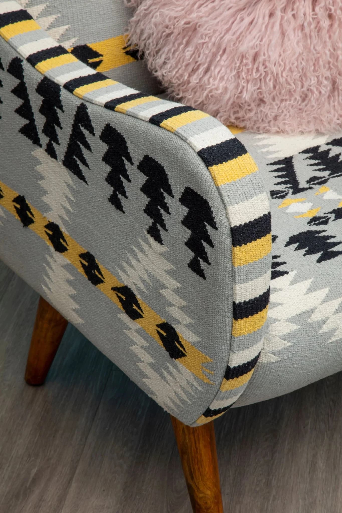 Cefena Kilim Style Armchair with Mango Wood Legs - Seating, photo 2 of 7