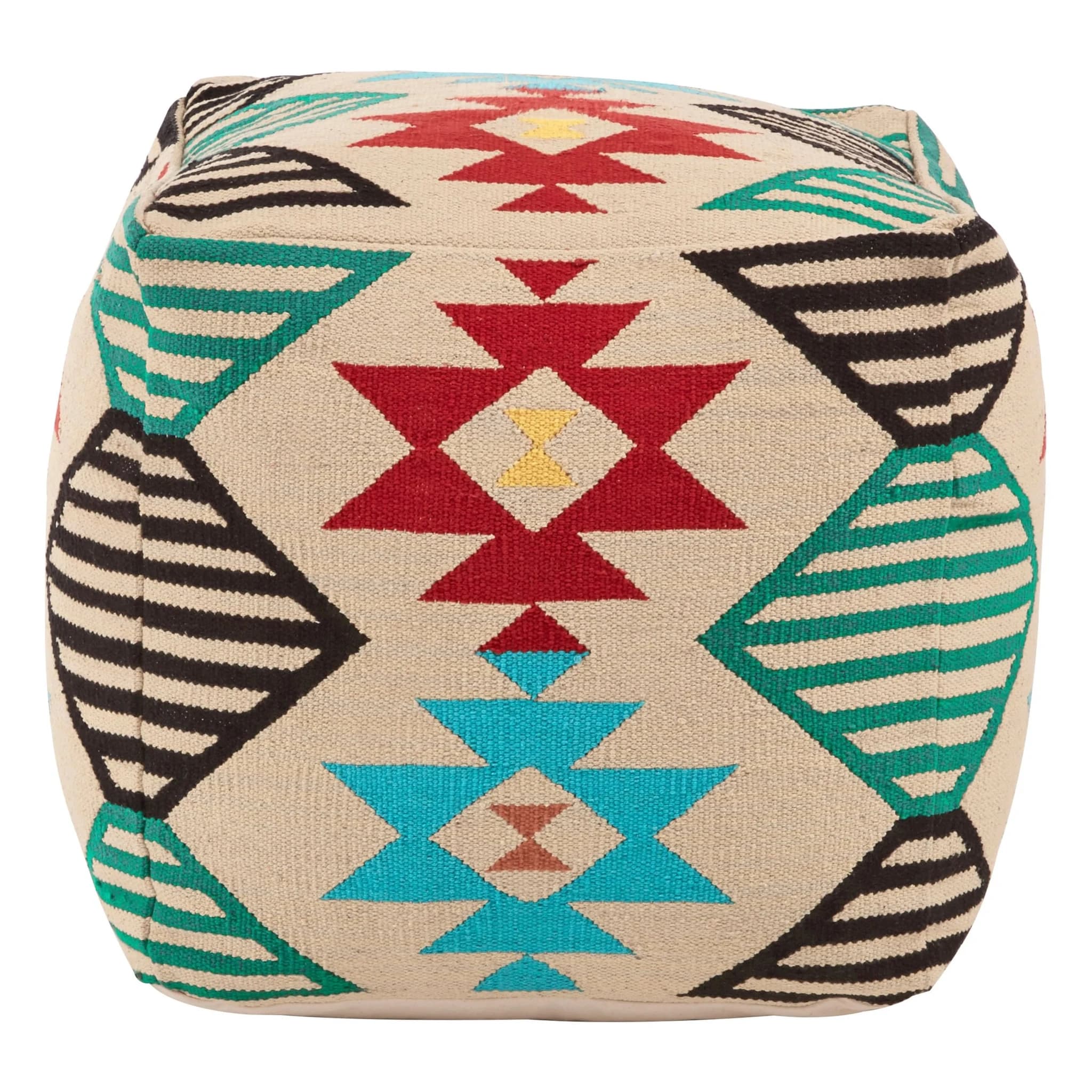 Cefena Multi Colour Kilim Style Pouffe - Decorative, photo 4 of 7