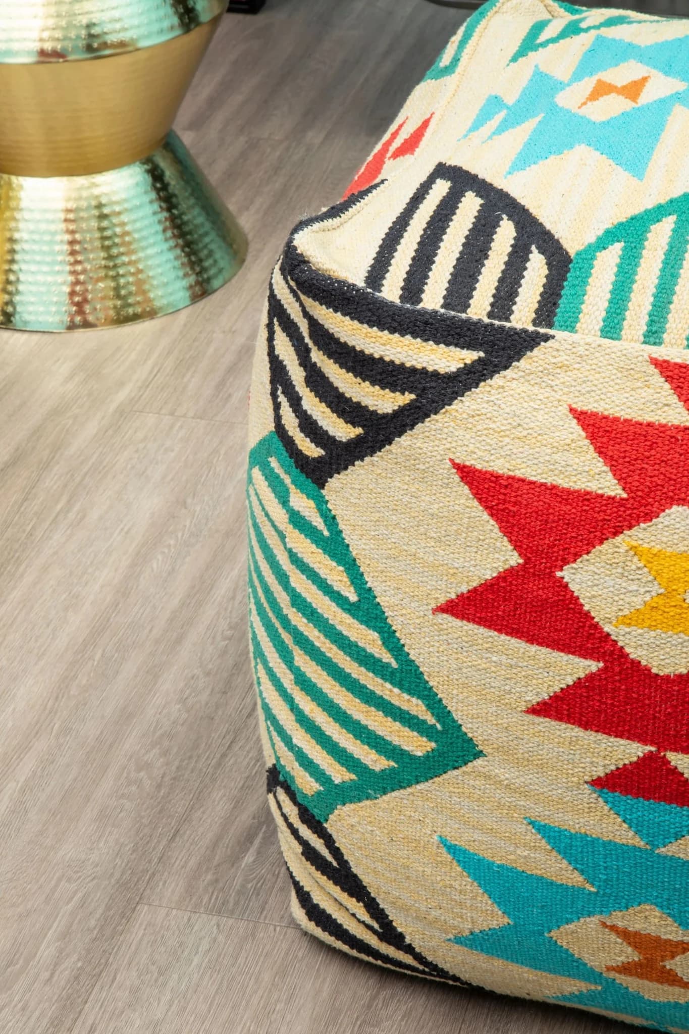 Cefena Multi Colour Kilim Style Pouffe - Decorative, photo 2 of 7
