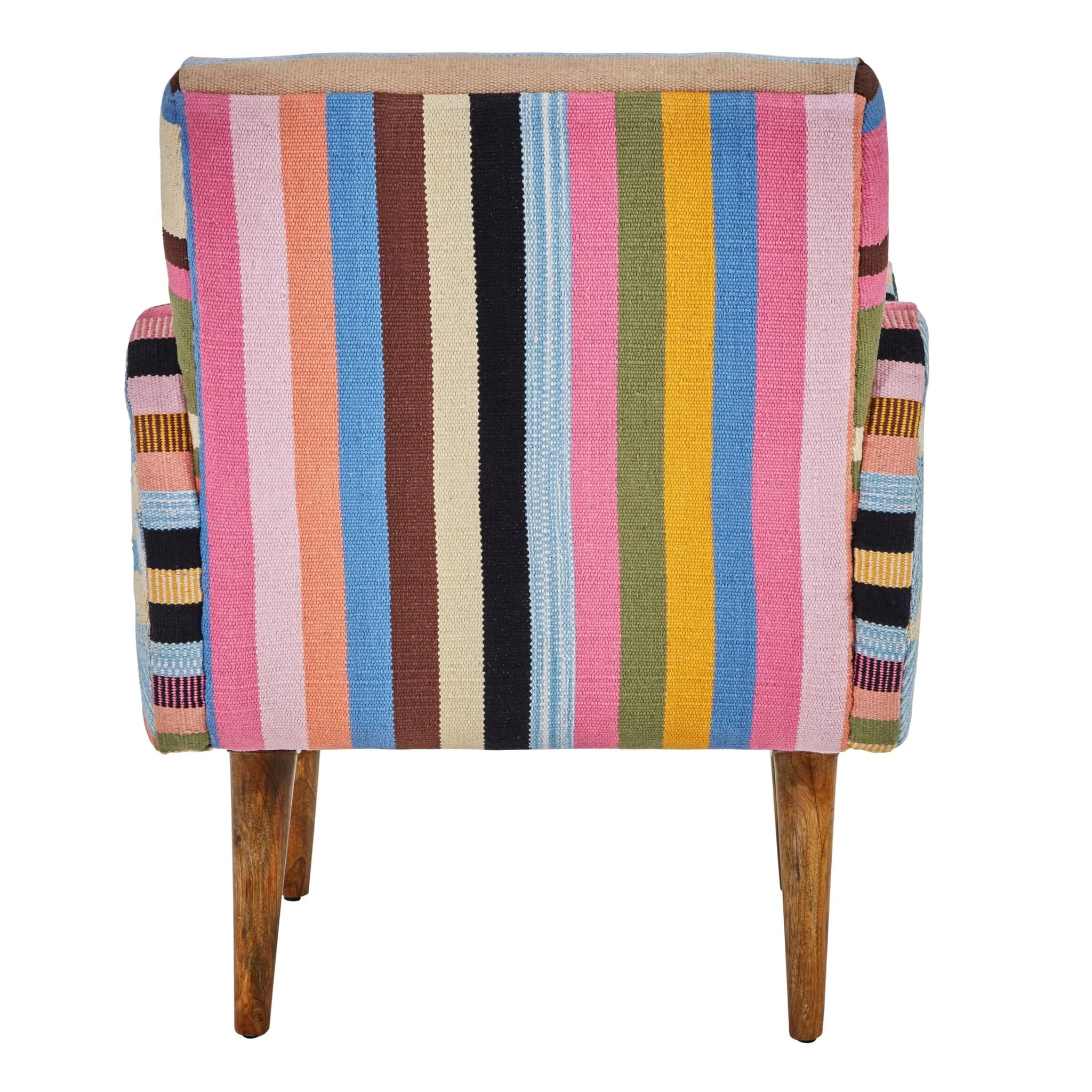 Cefena Multi Colour Kilim Style Fabric Chair With Mango Wood Legs - Seating, photo 4 of 8