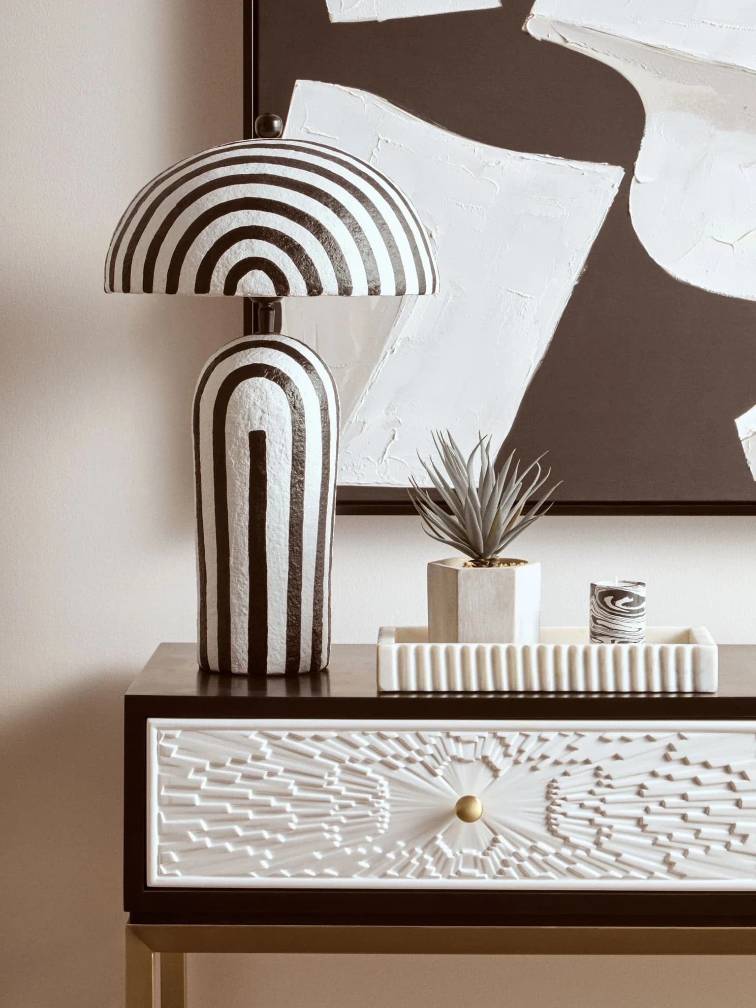 Dumas Black and White Console Table with Drawers - Tables, photo 3 of 8