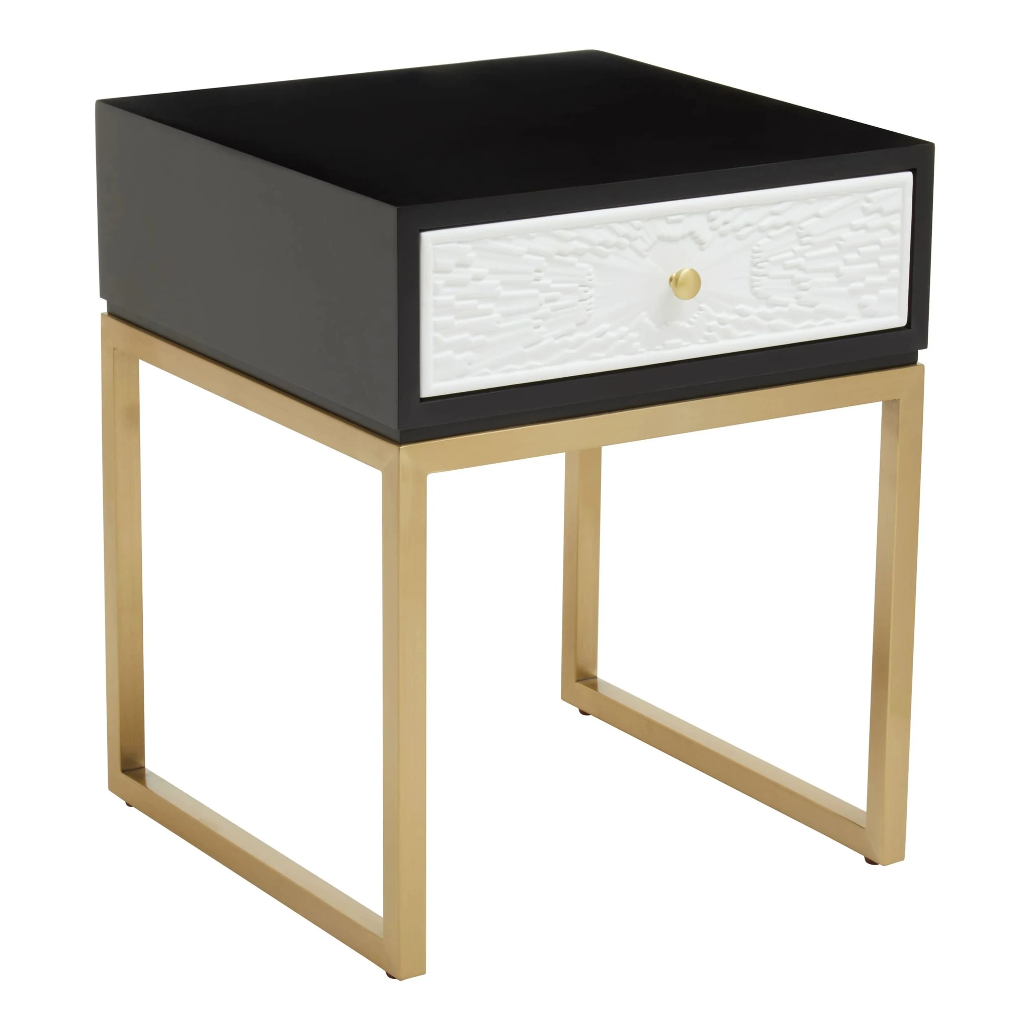 Dumas Black and White One Drawer Side Table - Tables, photo 5 of 8