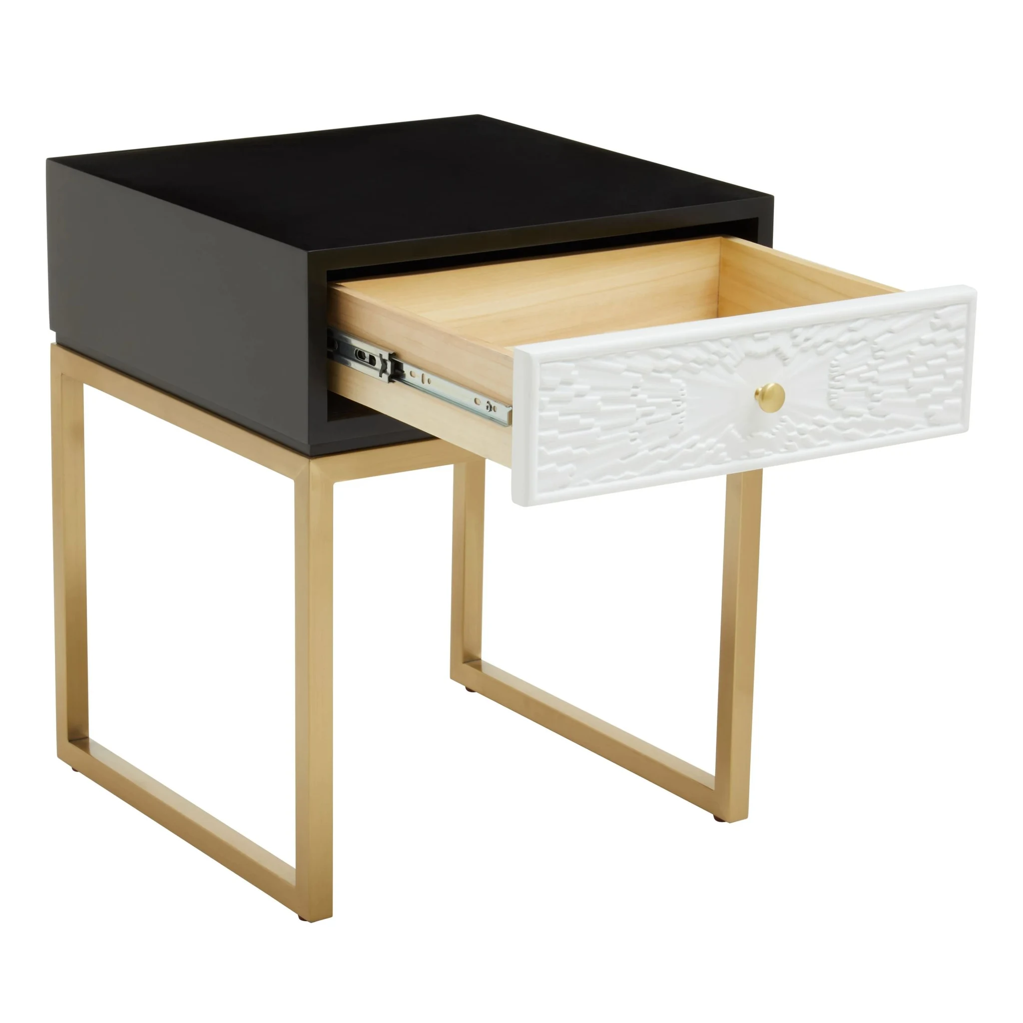 Dumas Black and White One Drawer Side Table - Tables, photo 4 of 8