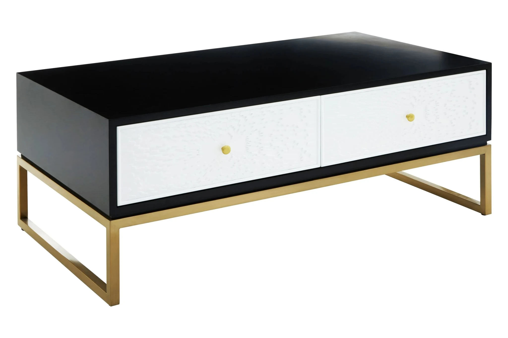 Dumas Black and White Four Drawer Coffee Table - Tables, photo 4 of 7