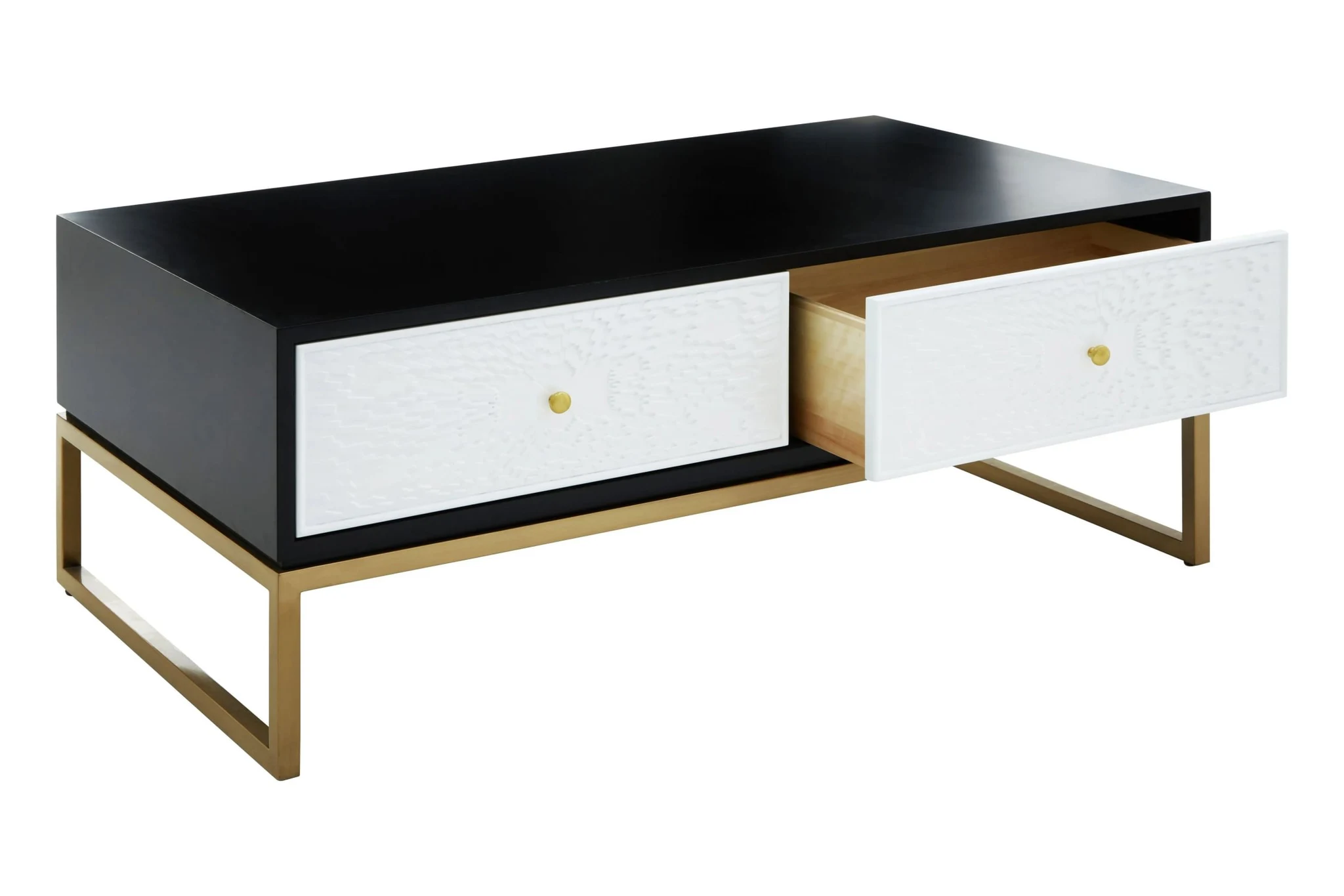 Dumas Black and White Four Drawer Coffee Table - Tables, photo 3 of 7