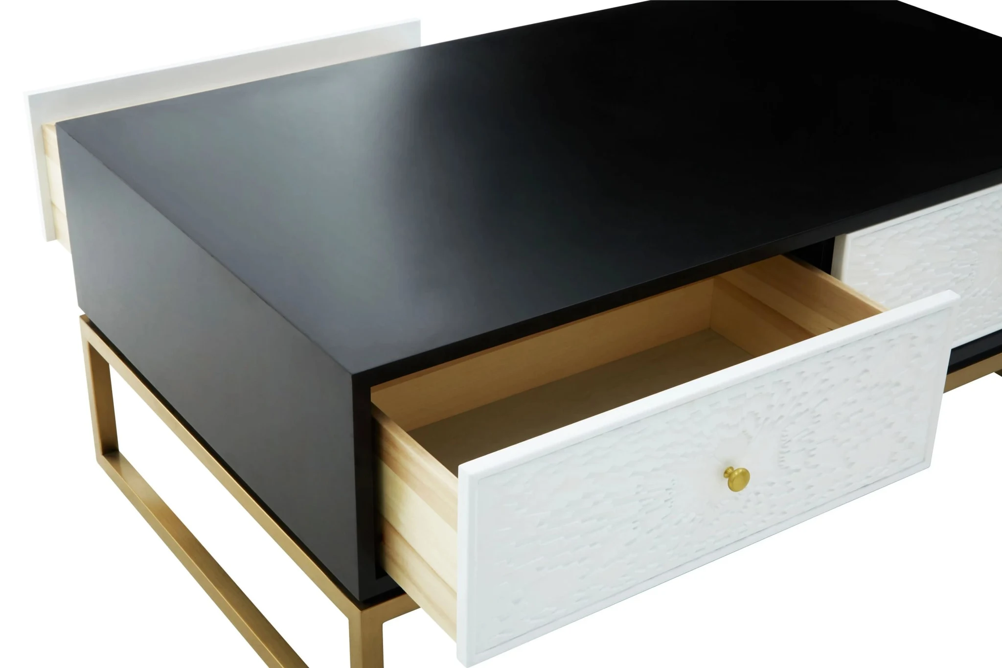 Dumas Black and White Four Drawer Coffee Table - Tables, photo 7 of 7