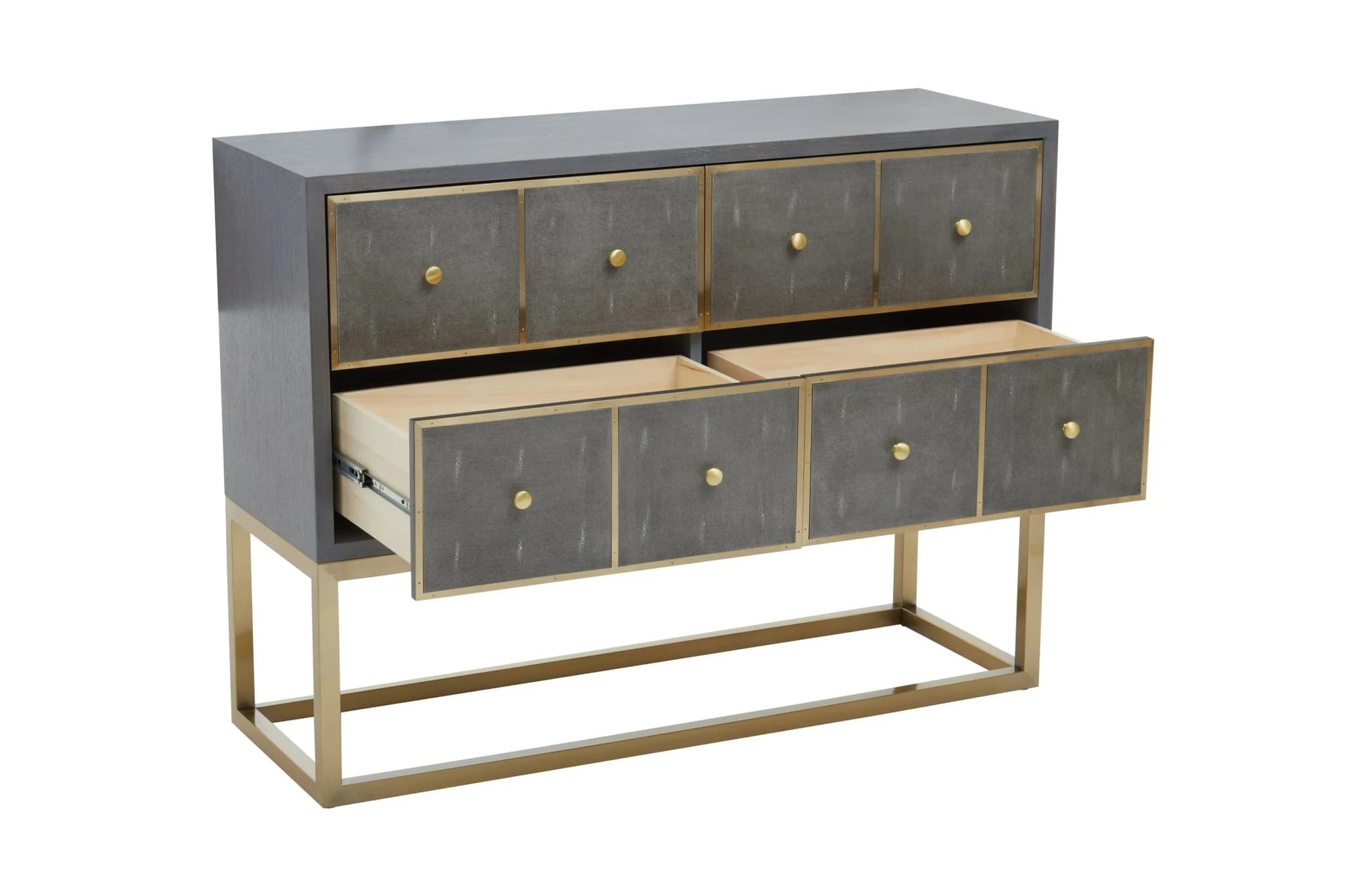 Deskey Grey Shagreen Effect Four Drawer Console Table - Tables, photo 8 of 8