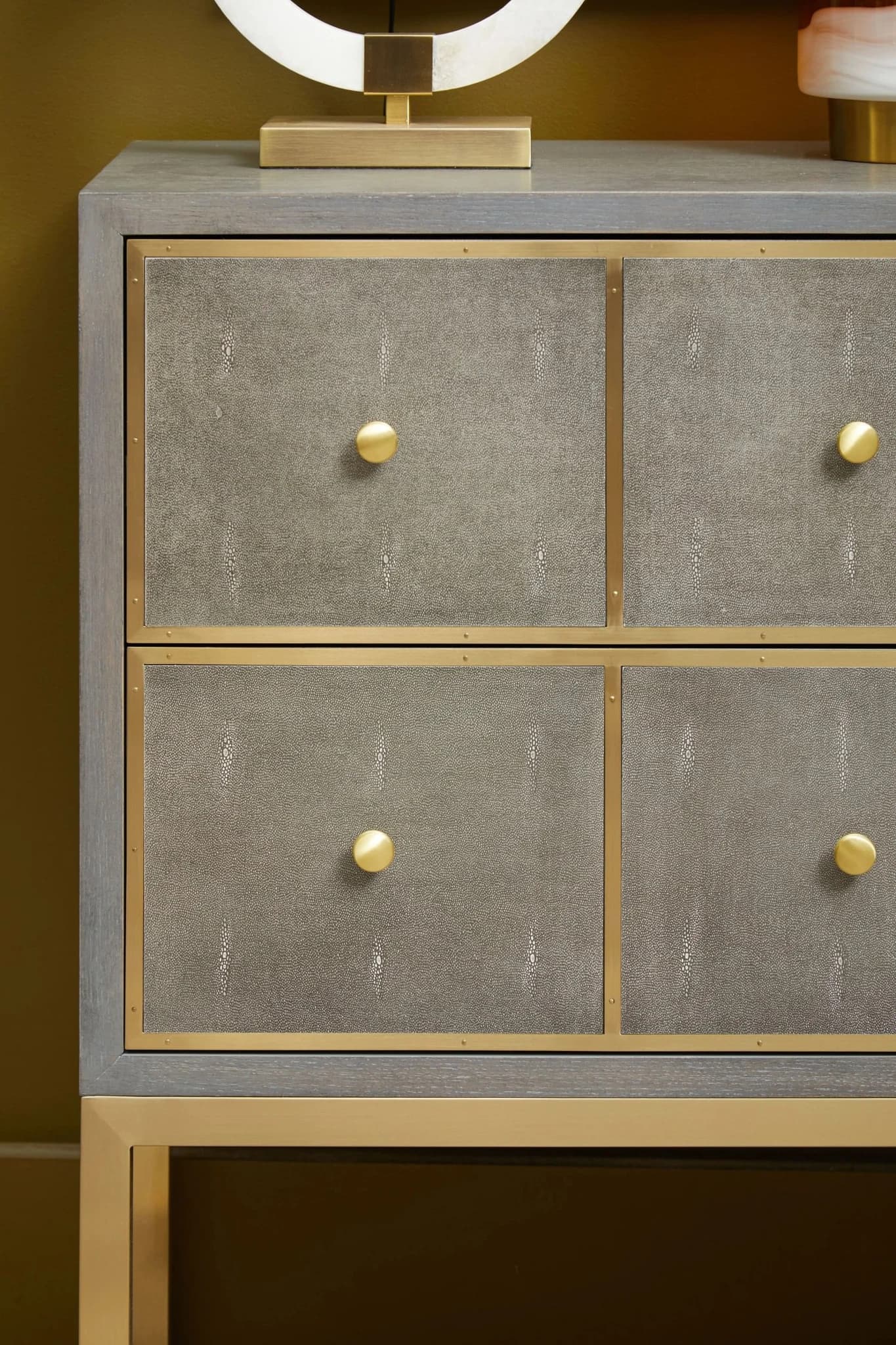Deskey Grey Shagreen Effect Four Drawer Console Table - Tables, photo 2 of 8
