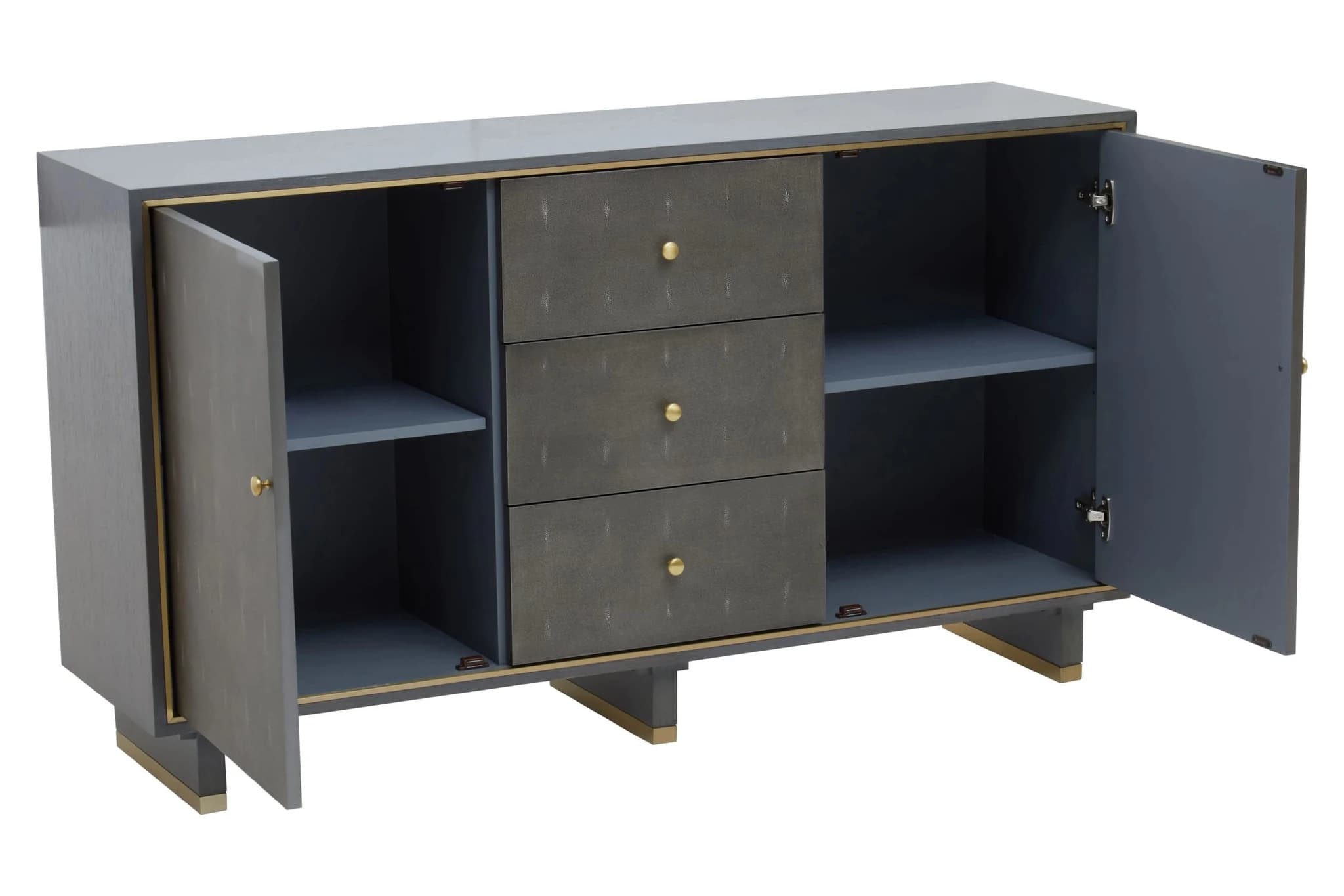 Deskey Grey Shagreen Effect Three Drawer Sideboard - Bookcases & shelving, photo 7 of 8