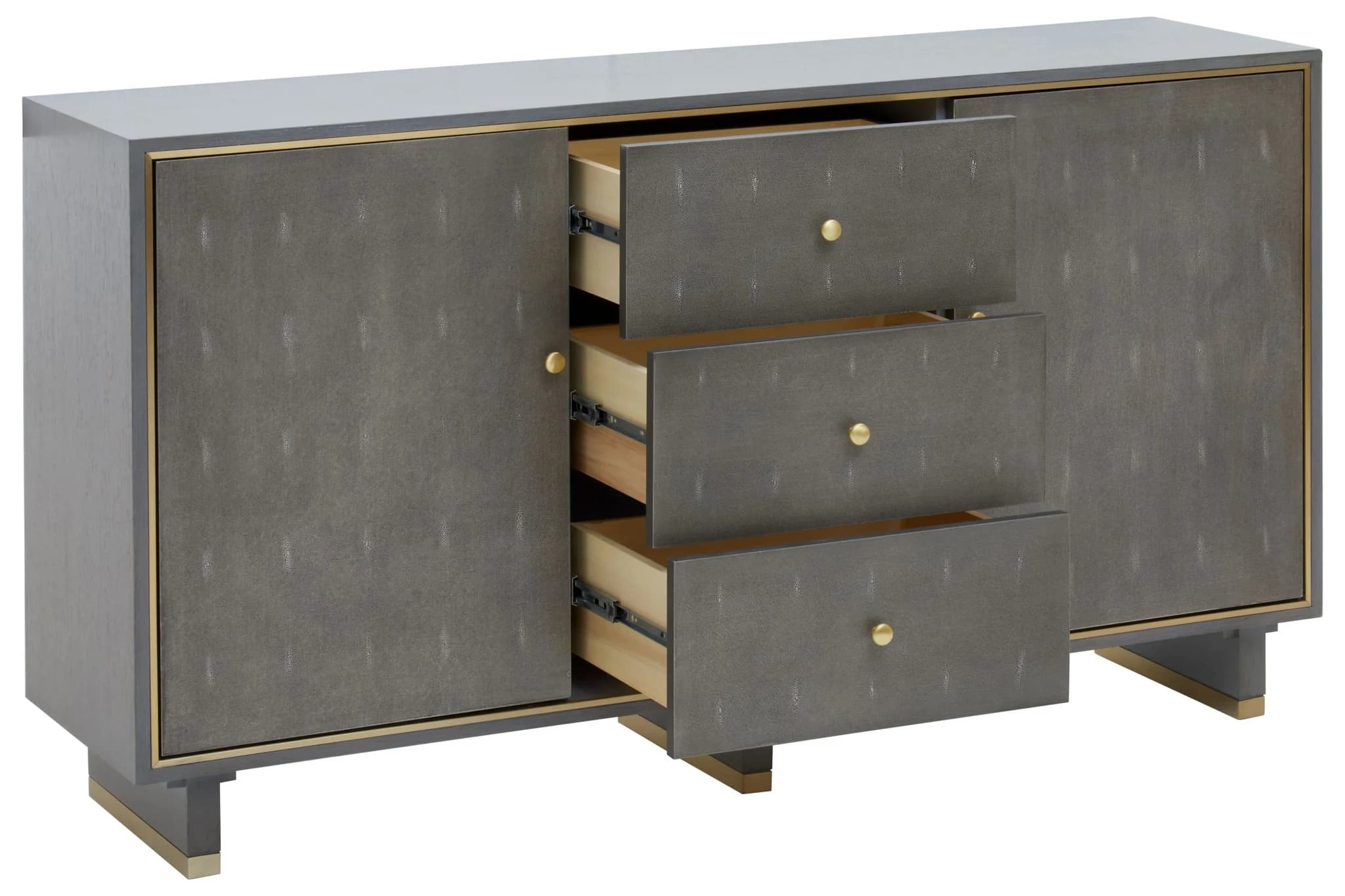 Deskey Grey Shagreen Effect Three Drawer Sideboard - Bookcases & shelving, photo 6 of 8