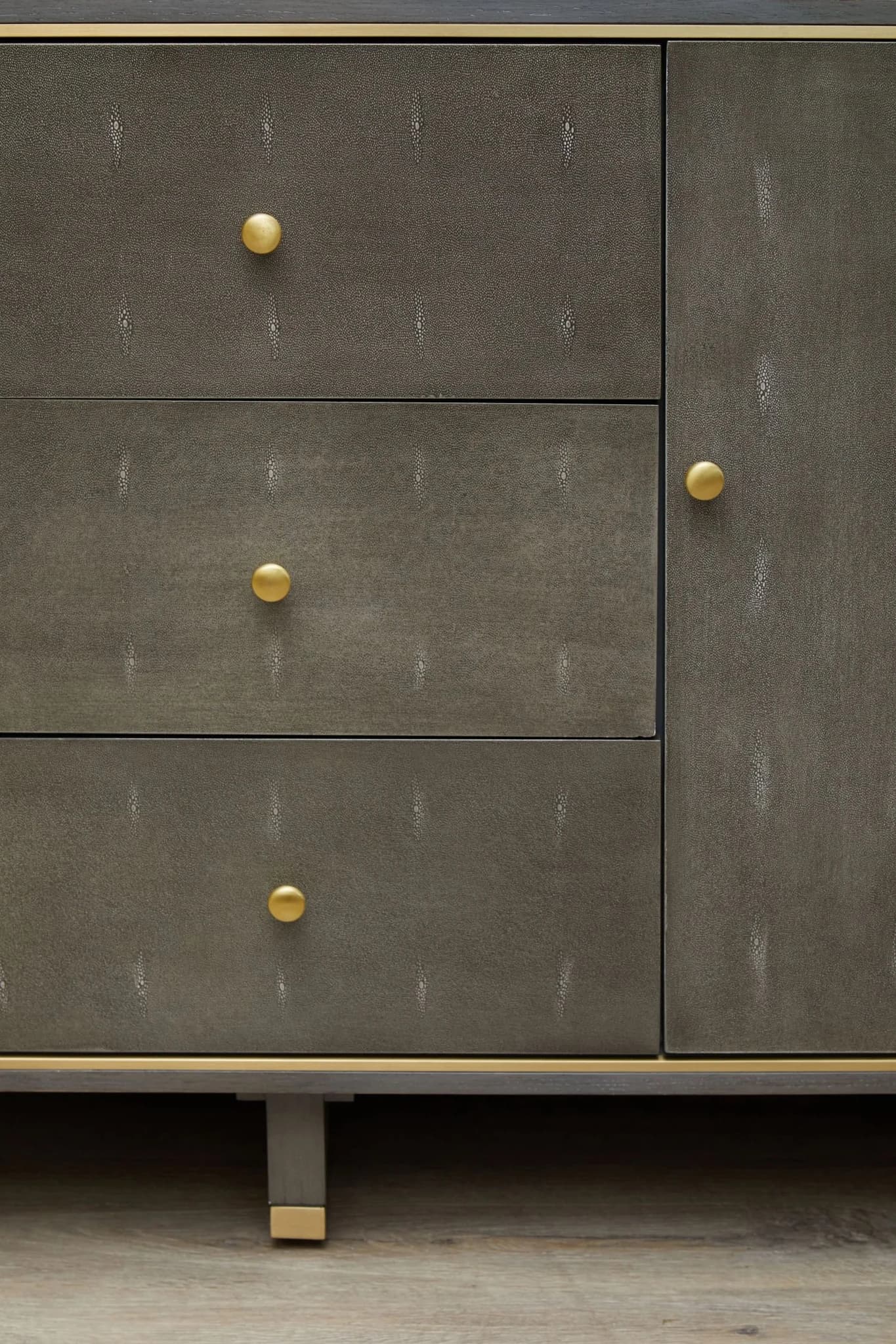 Deskey Grey Shagreen Effect Three Drawer Sideboard - Bookcases & shelving, photo 2 of 8
