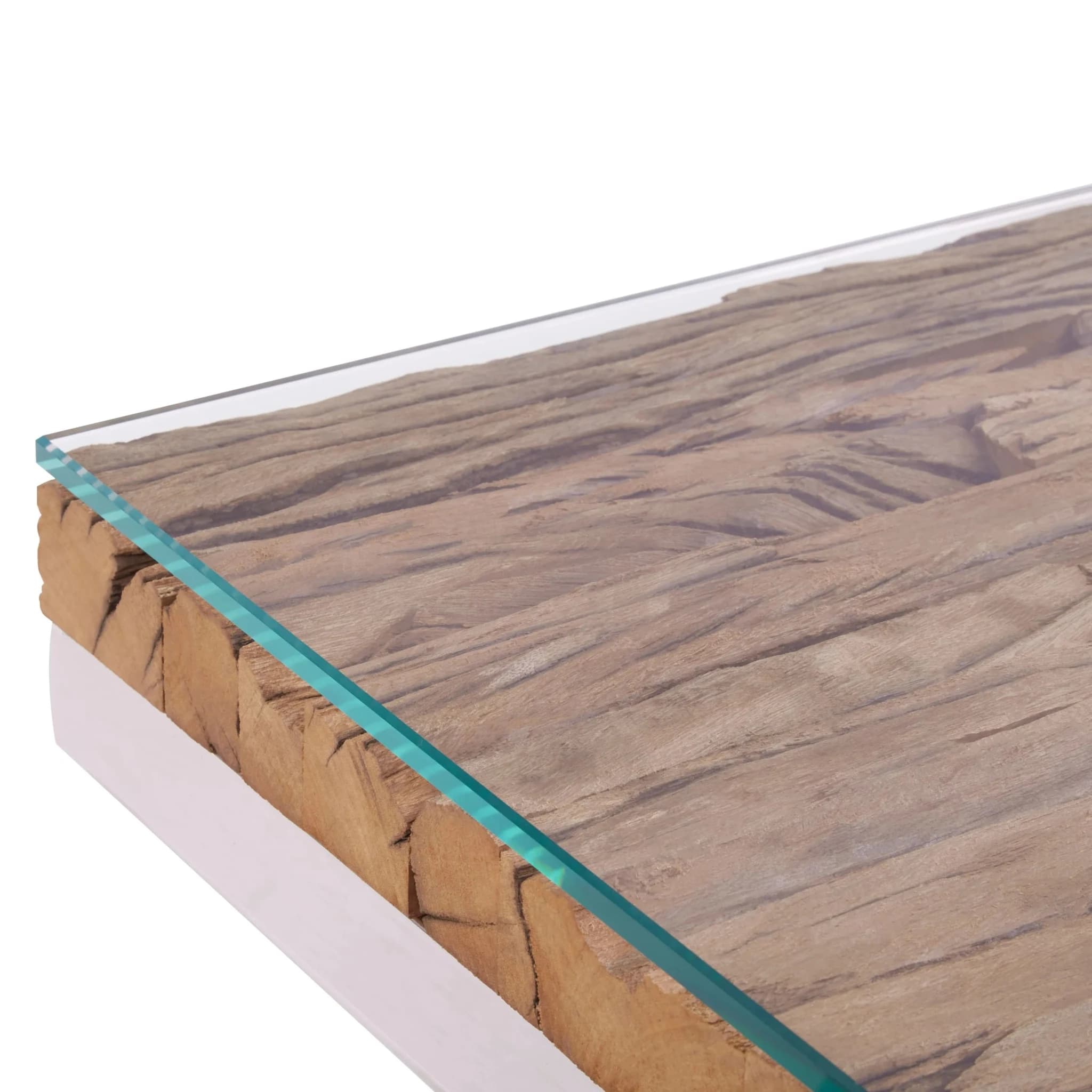 Kerala Recycled Natural Wood Side Table with Cross Frame - Tables, photo 7 of 7