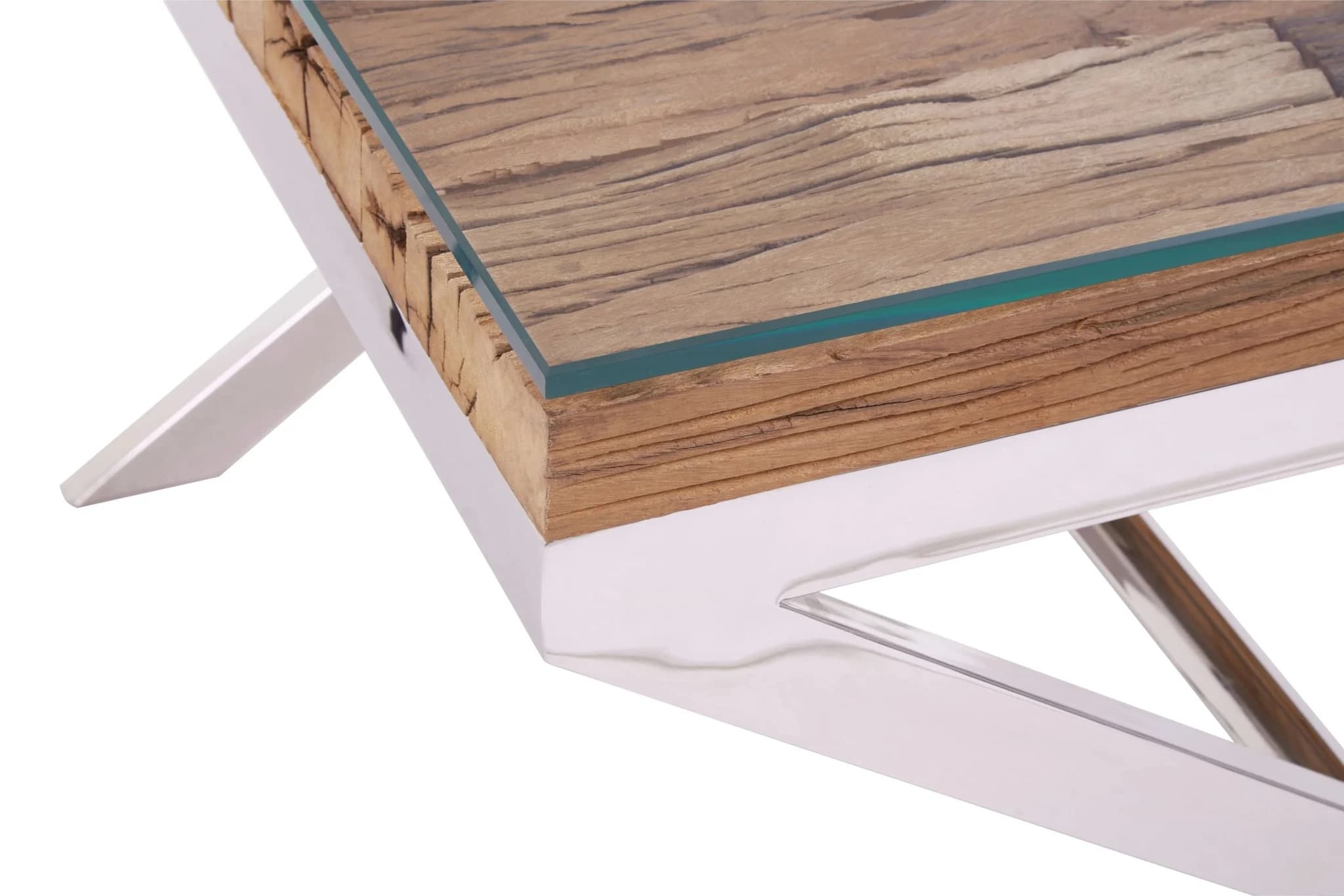 Kerala Large Recycled Natural Wood Side Table With Cross Base - Tables, photo 7 of 7