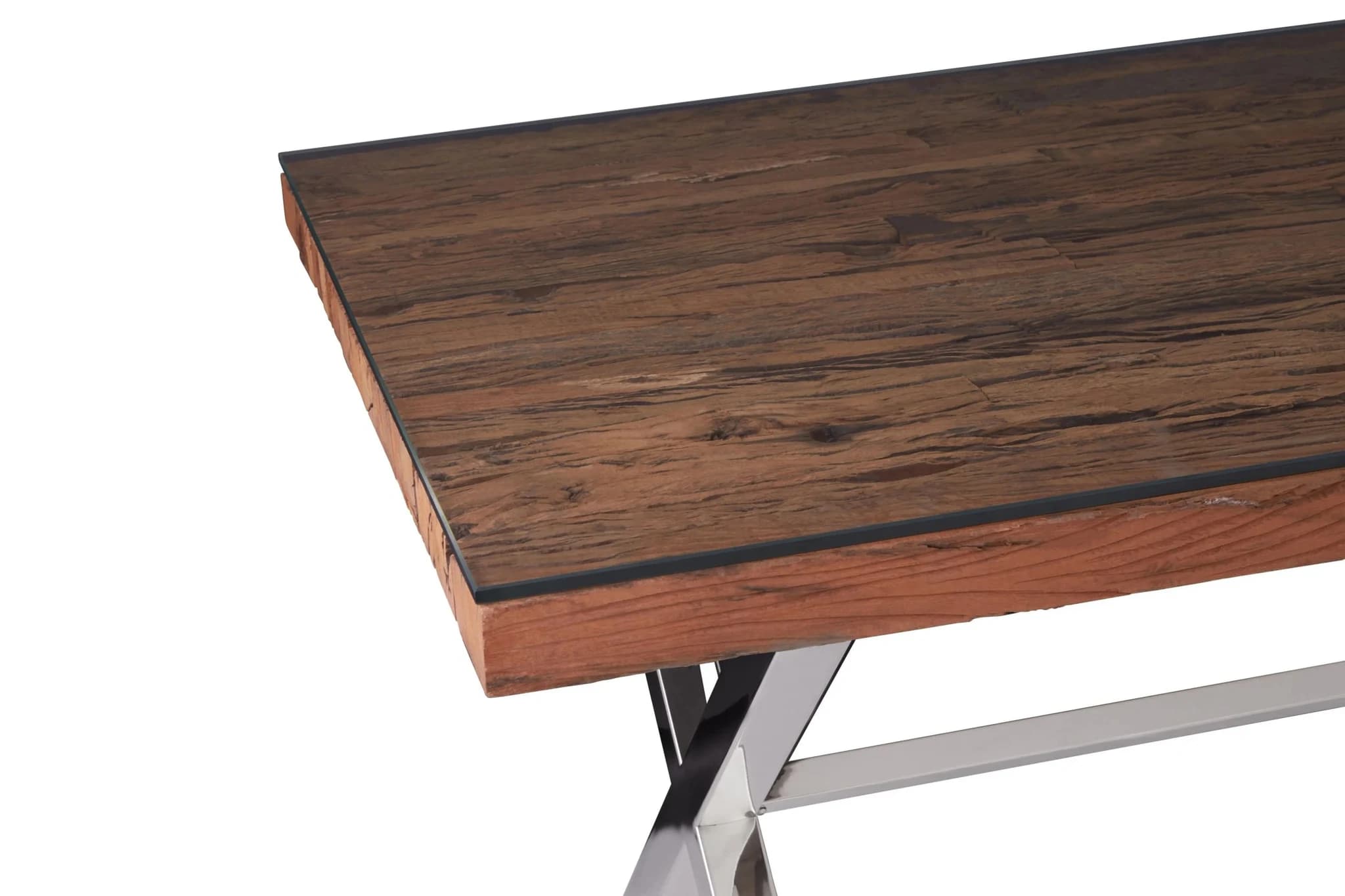Kerala Natural Recycled Wood Dining Table With Cross Base - Tables, photo 8 of 8