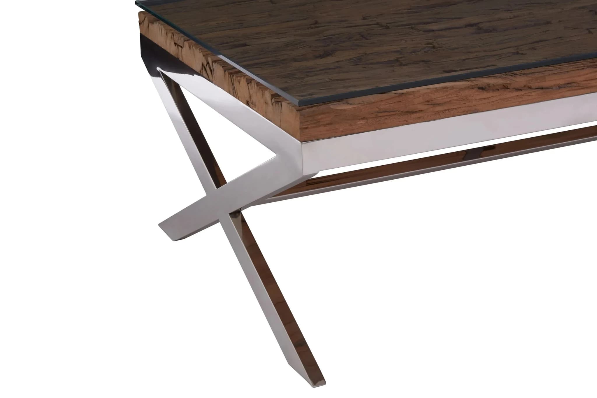 Kerala Natural Recycled Wood Coffee Table With Cross Base - Tables, photo 6 of 6
