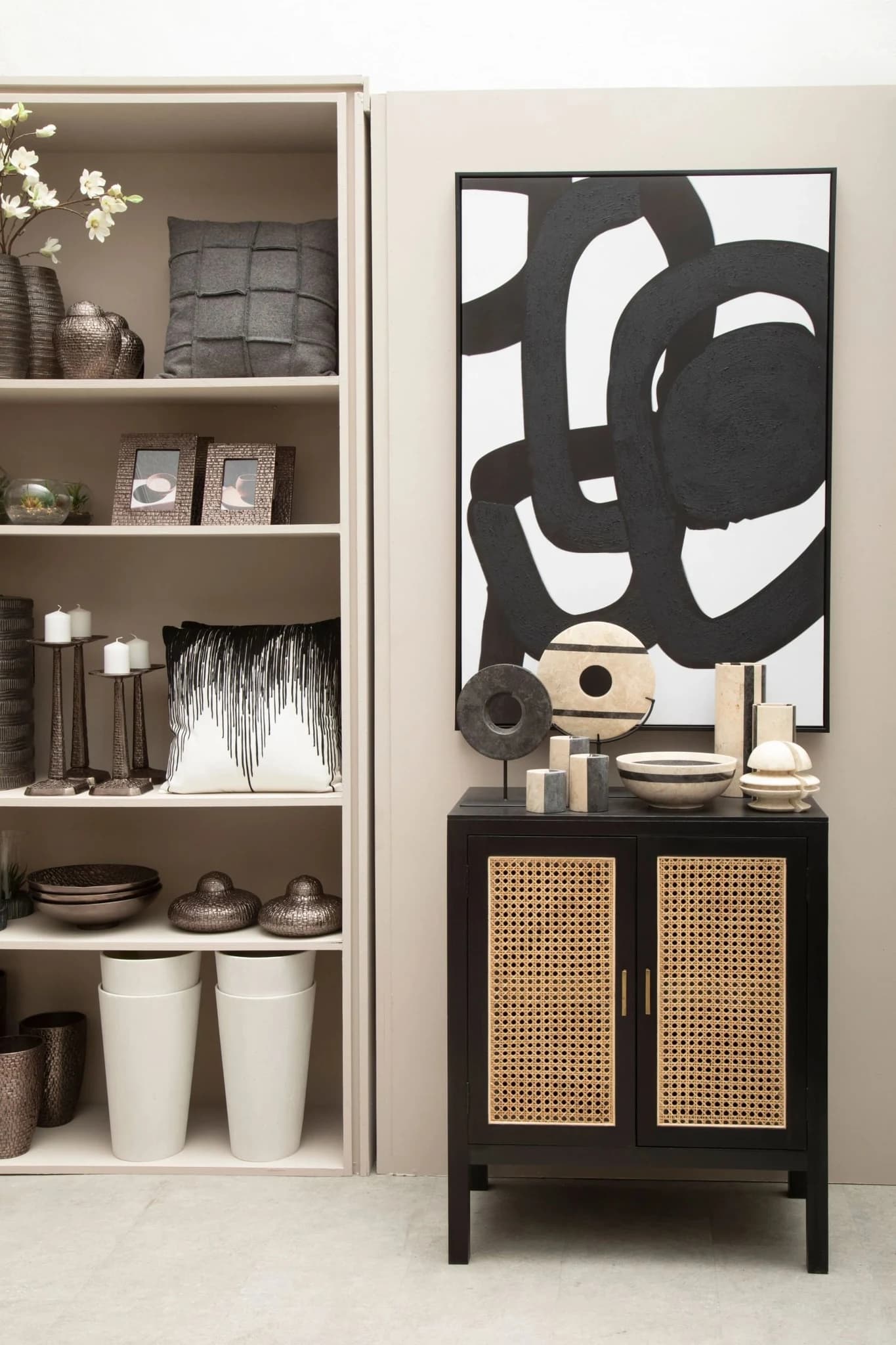 Corso Black Sideboard with Two Rattan Doors - Bookcases & shelving, photo 3 of 8