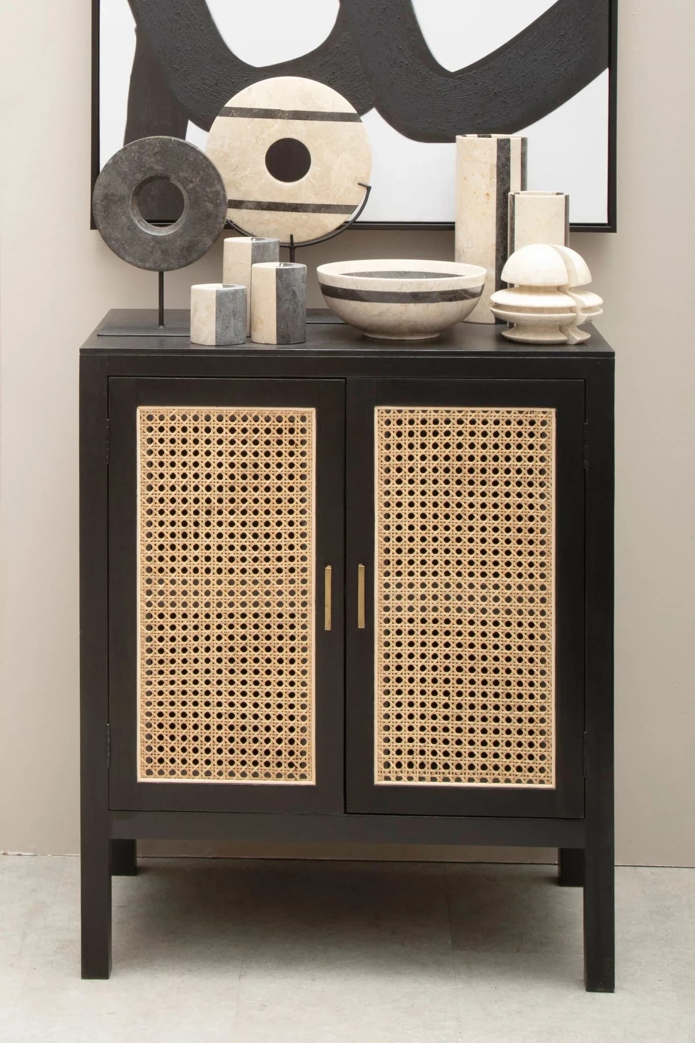 Corso Black Sideboard with Two Rattan Doors - Bookcases & shelving, photo 2 of 8