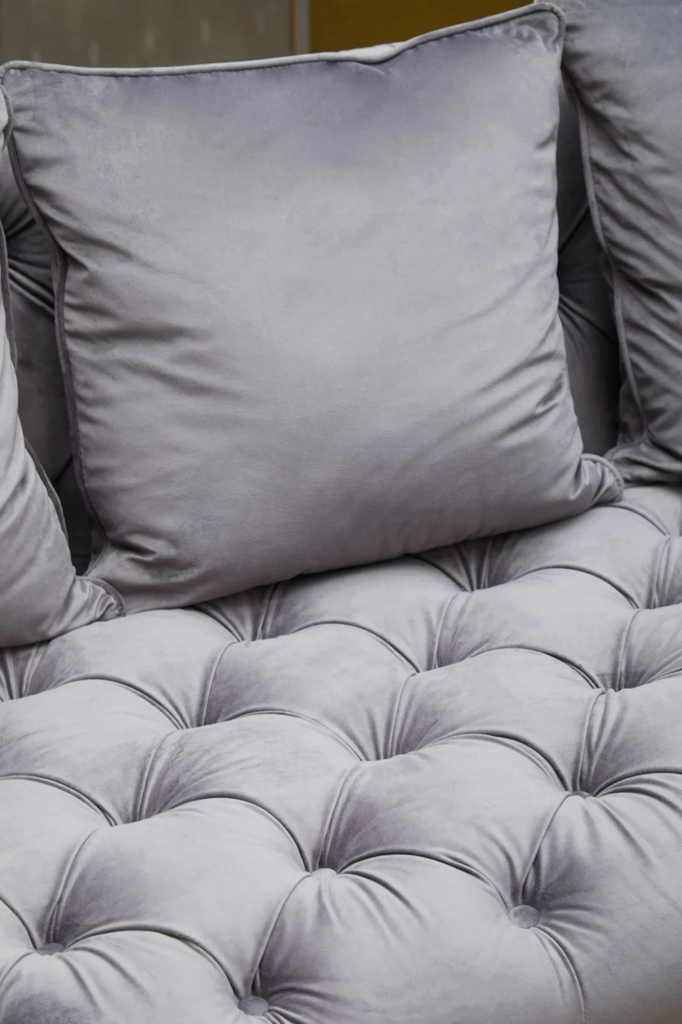 Sefira Grey Fabric Modern Chesterfield 3 Seat Sofa - Seating, photo 2 of 8