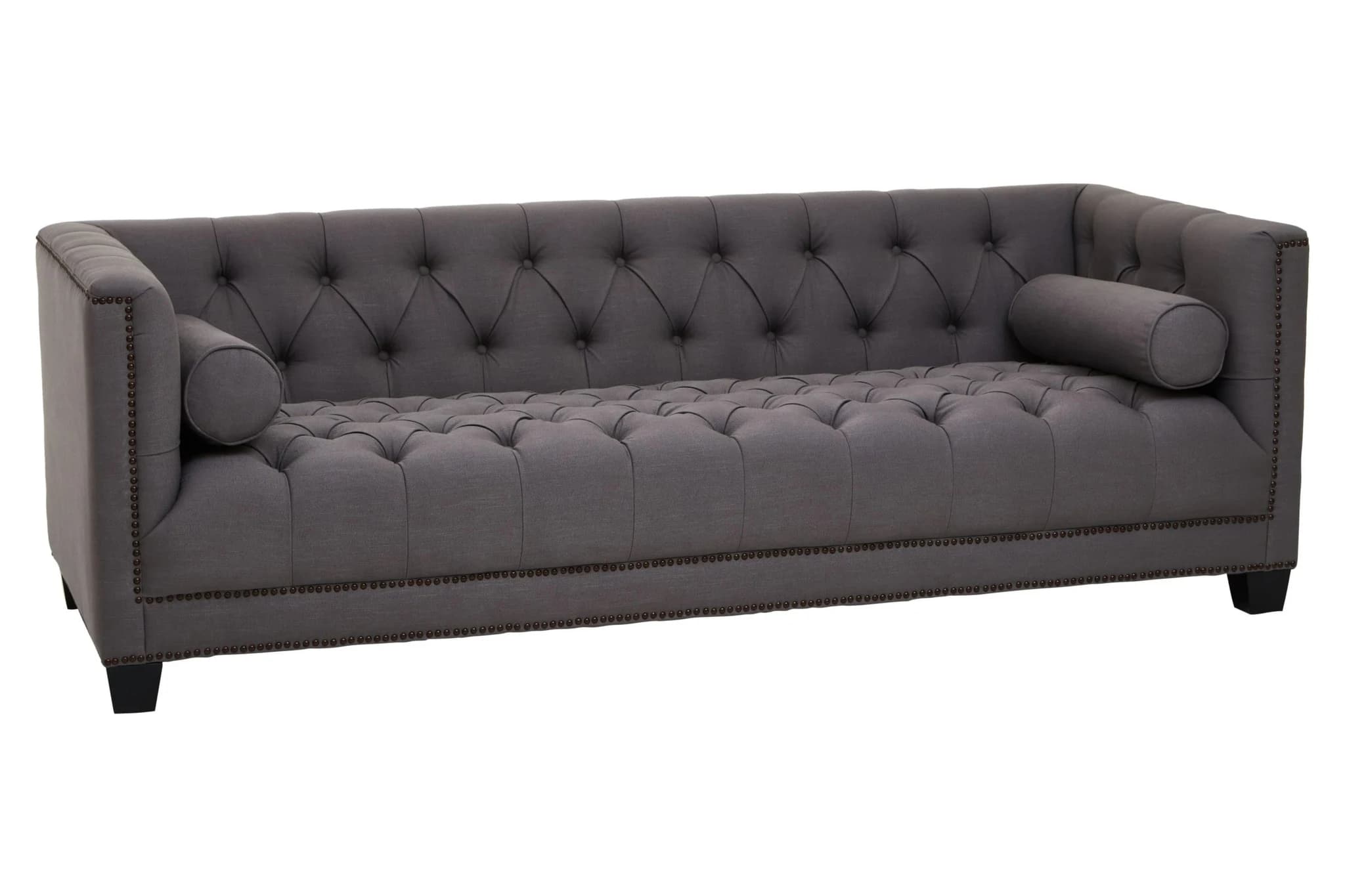 Surina Grey Fabric 3 Seat Modern Chesterfield Sofa - Seating, photo 4 of 8
