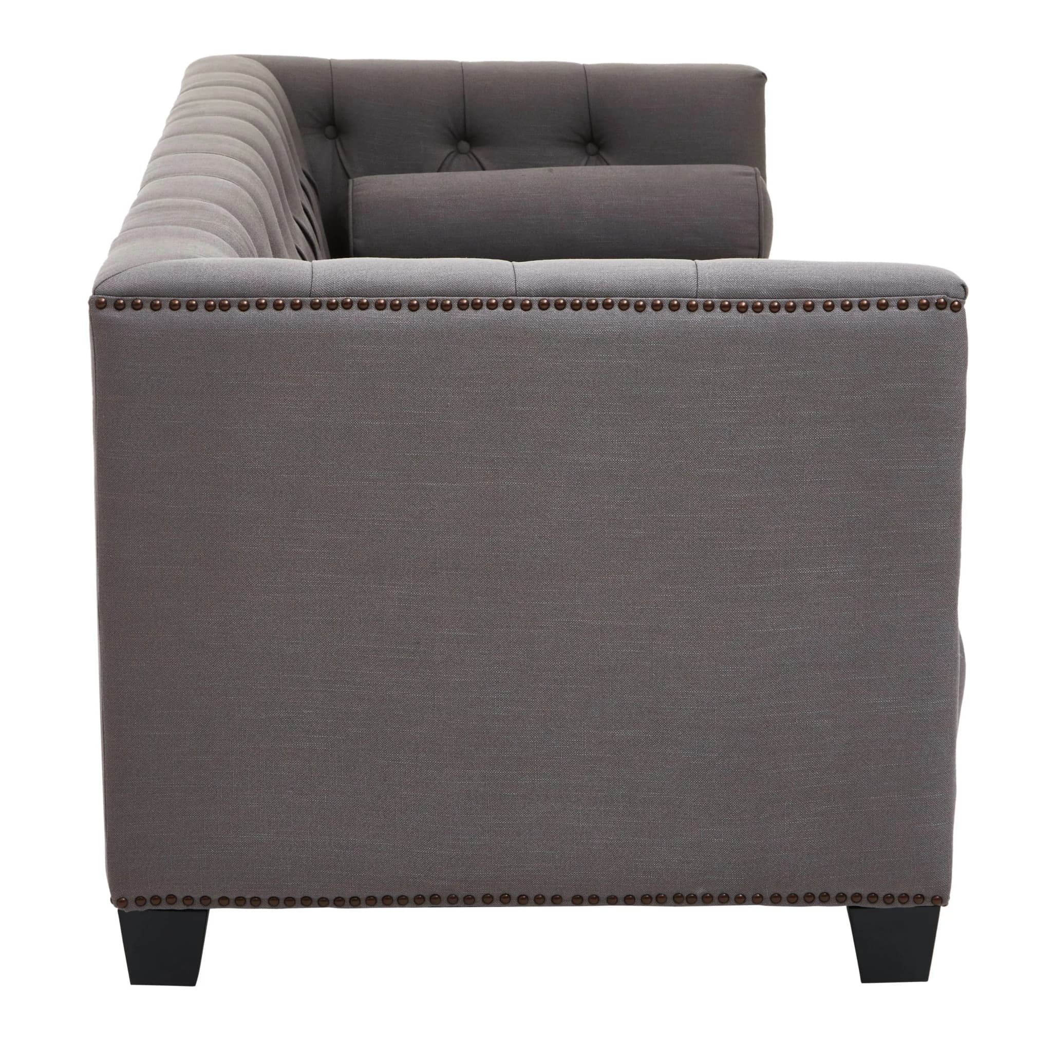 Surina Grey Fabric 3 Seat Modern Chesterfield Sofa - Seating, photo 3 of 8
