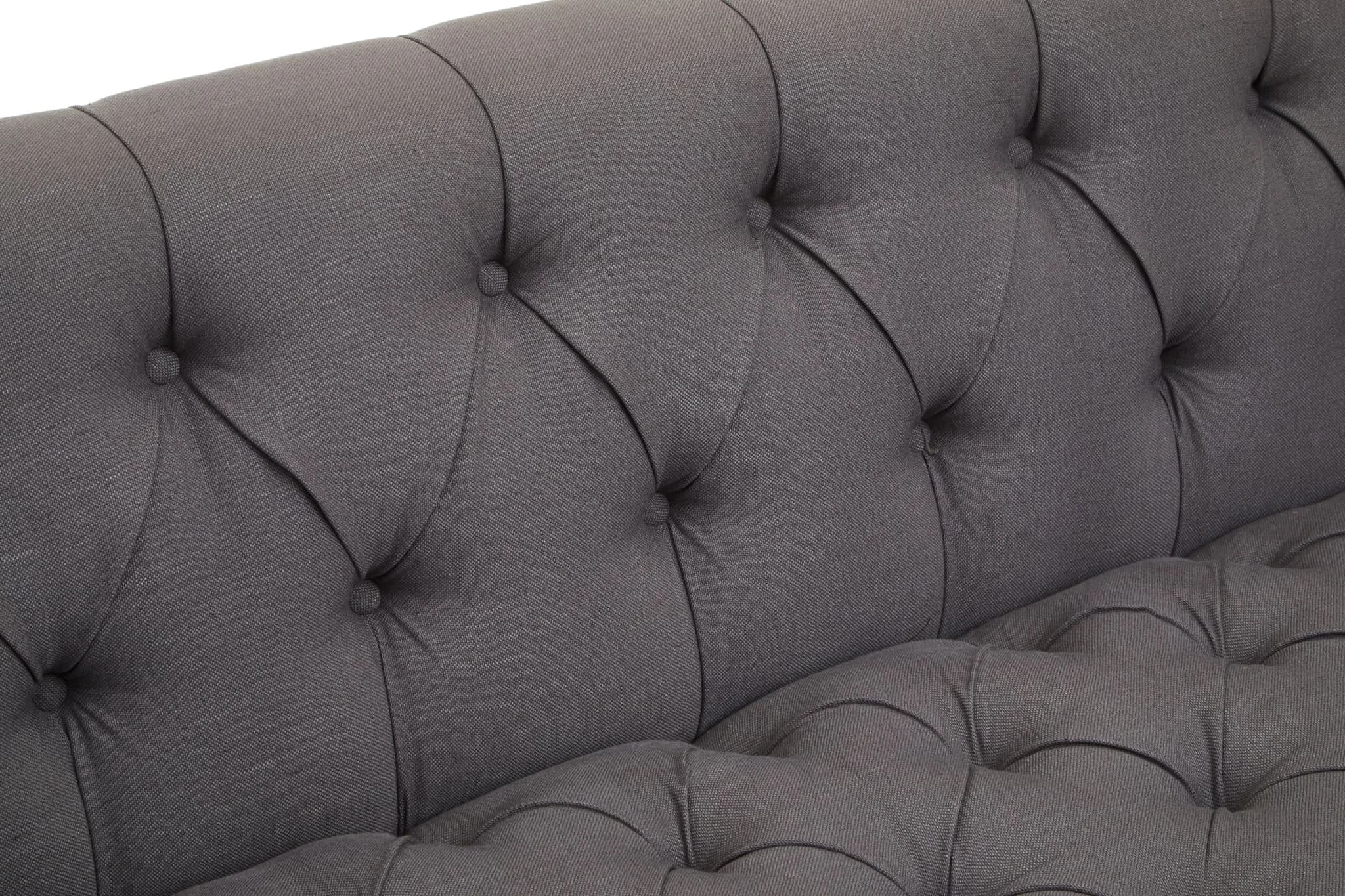 Surina Grey Fabric 3 Seat Modern Chesterfield Sofa - Seating, photo 5 of 8