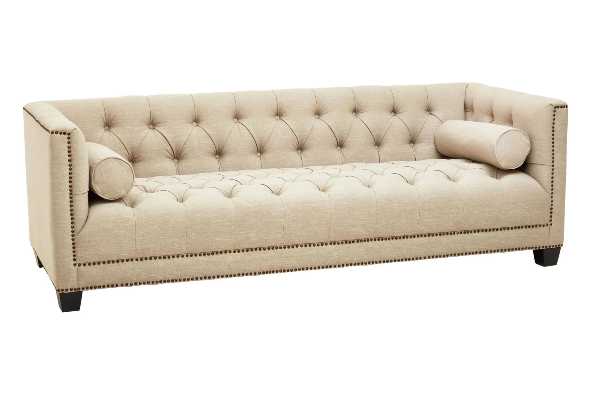Surina Stone Fabric 3 Seat Modern Chesterfield Sofa - Seating, photo 4 of 8