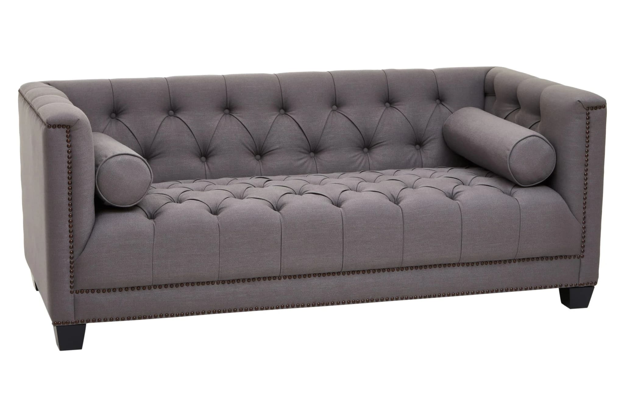 Surina Grey Fabric 2 Seat Modern Chesterfield Sofa - Seating, photo 4 of 8