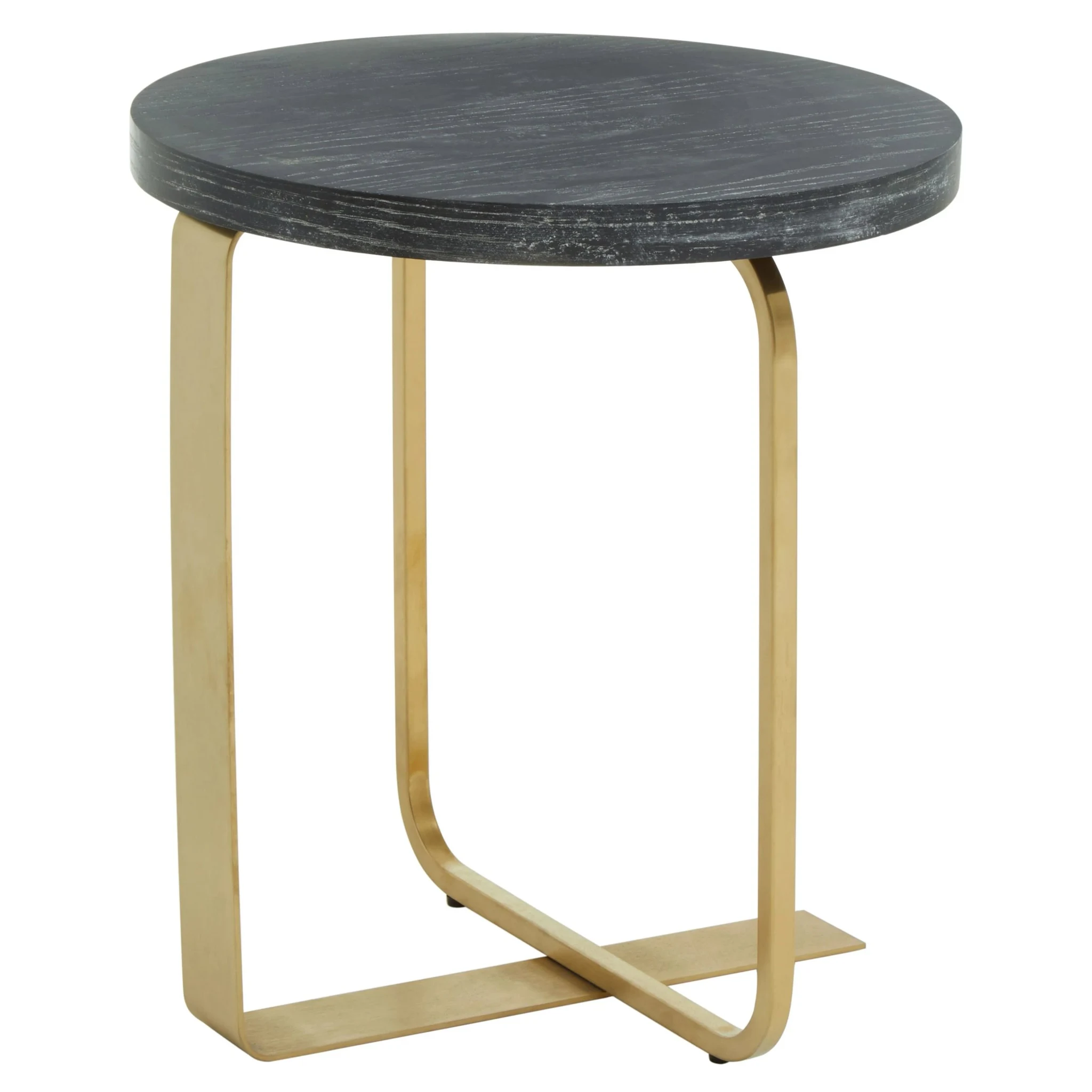 Lena Oak Veneer Round Side Table with Brushed Gold Legs - Tables, photo 4 of 8