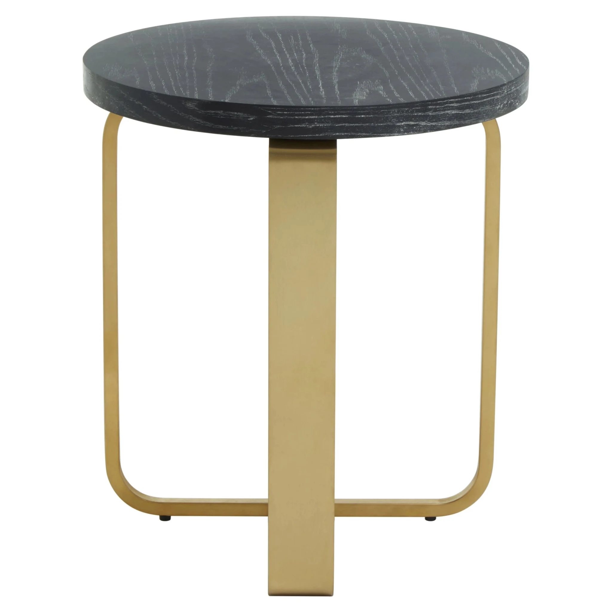 Lena Oak Veneer Round Side Table with Brushed Gold Legs - Tables, photo 3 of 8
