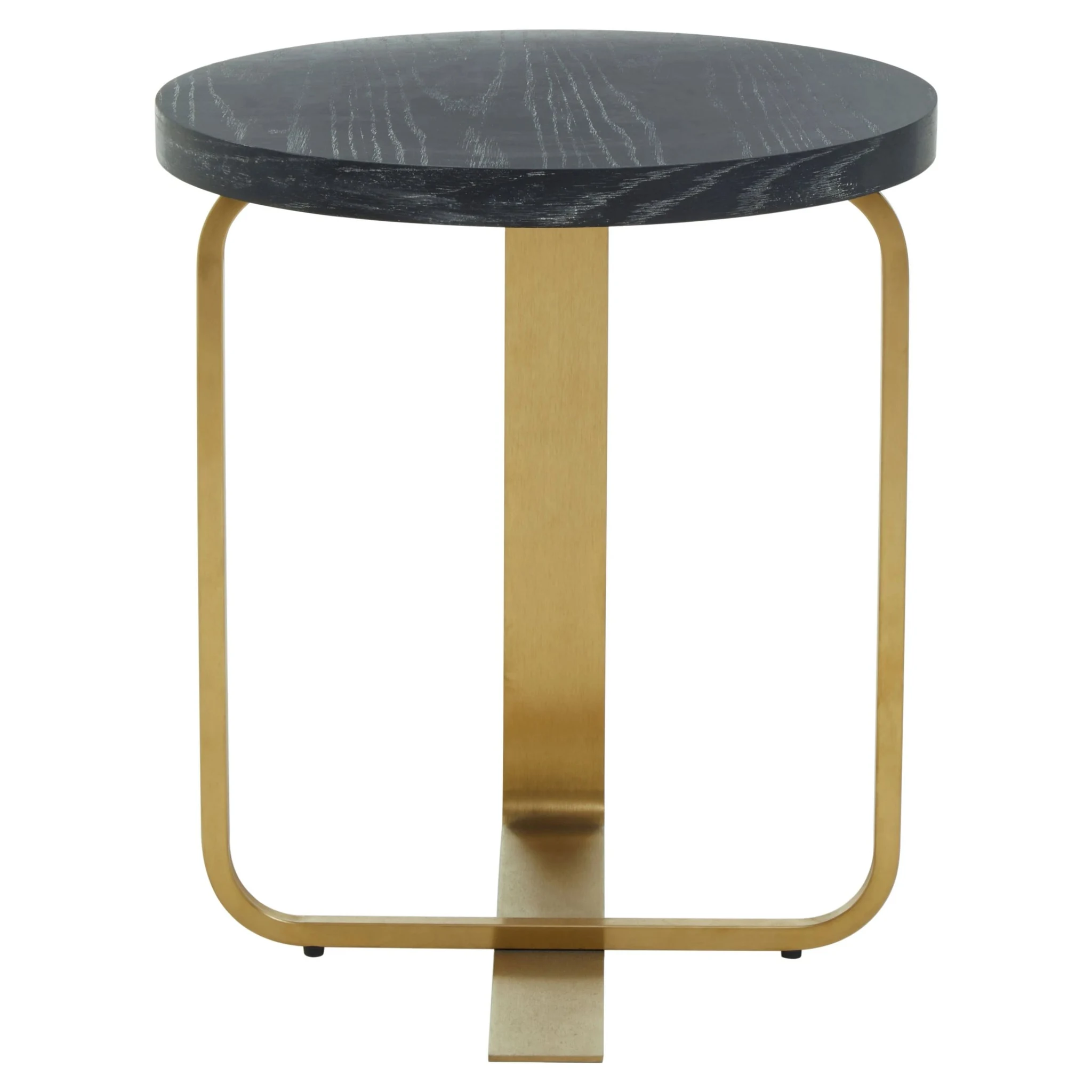 Lena Oak Veneer Round Side Table with Brushed Gold Legs - Tables, photo 2 of 8