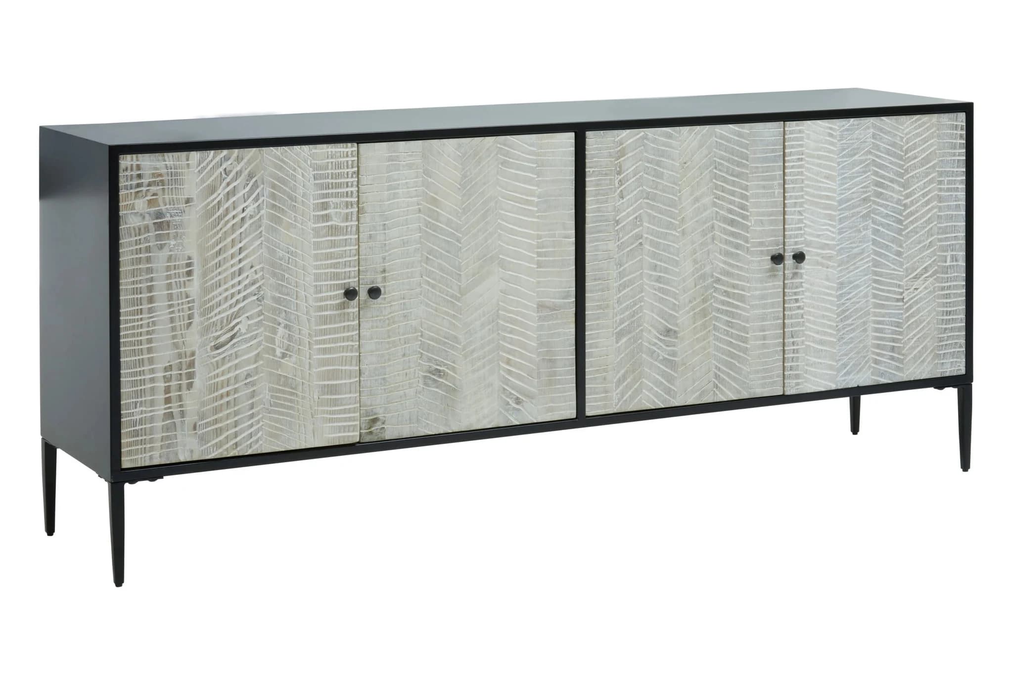 Luxor Grey Wash Recycled Pine Wood 4 Door Sideboard - Bookcases & shelving, photo 5 of 8