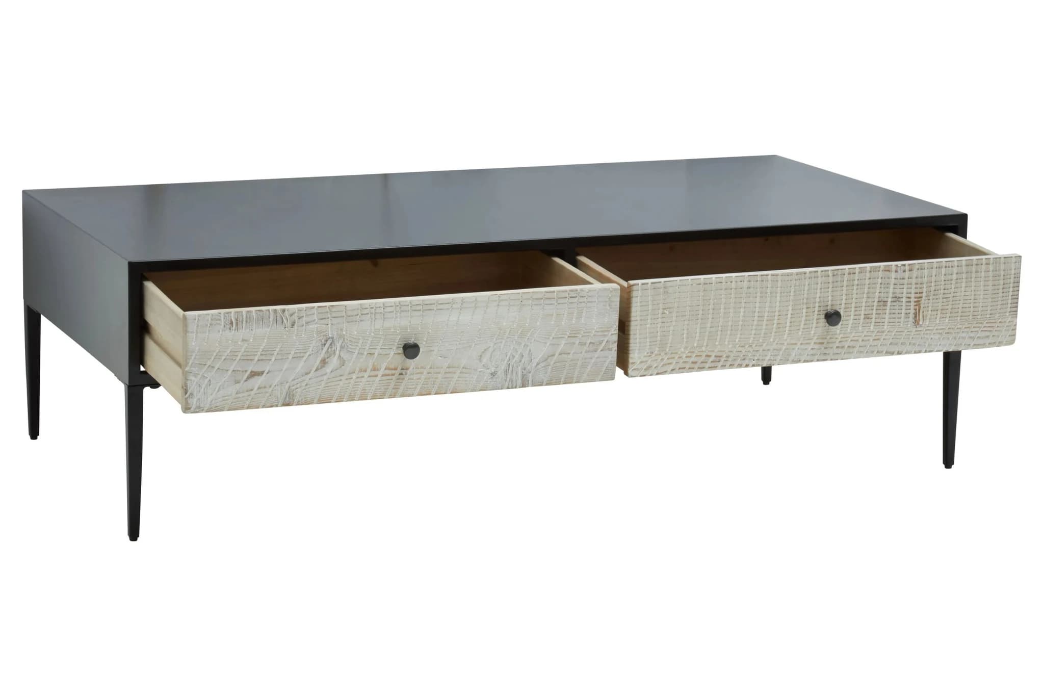 Luxor Grey Wash Recycled Pine Wood Coffee Table with Drawers - Tables, photo 4 of 8