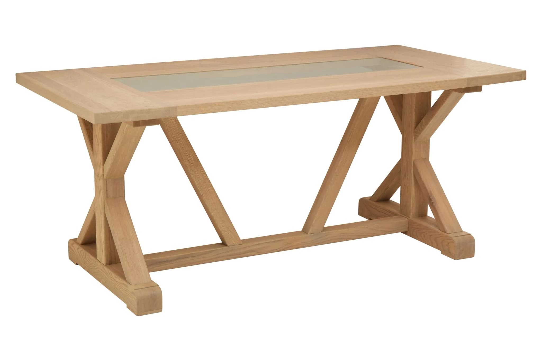 Lyon Washed Grey Oak Wood and Glass Dining Table - Tables, photo 3 of 5