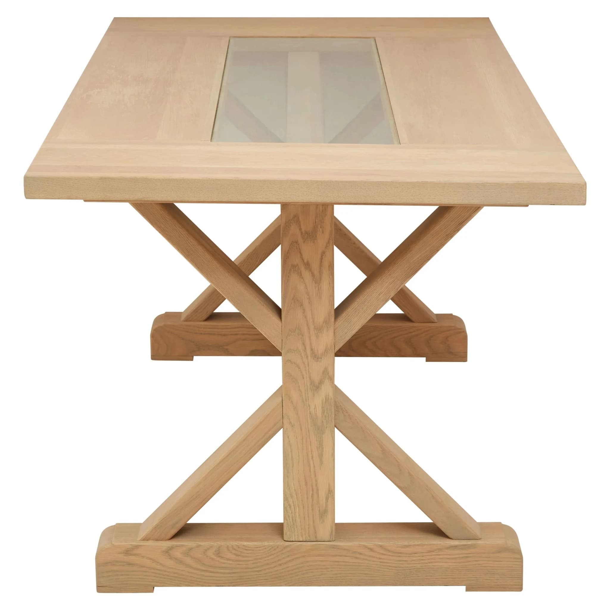 Lyon Washed Grey Oak Wood and Glass Dining Table - Tables, photo 2 of 5