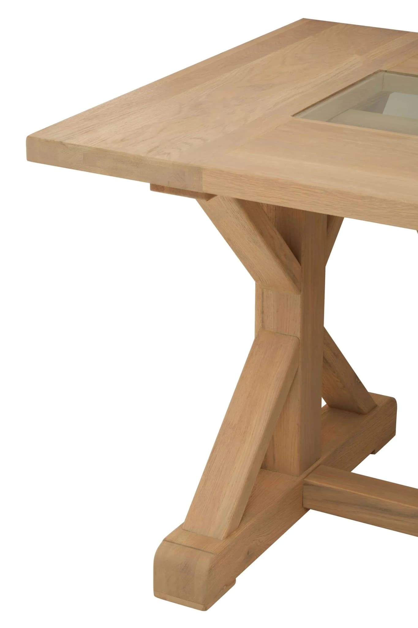 Lyon Washed Grey Oak Wood and Glass Dining Table - Tables, photo 5 of 5